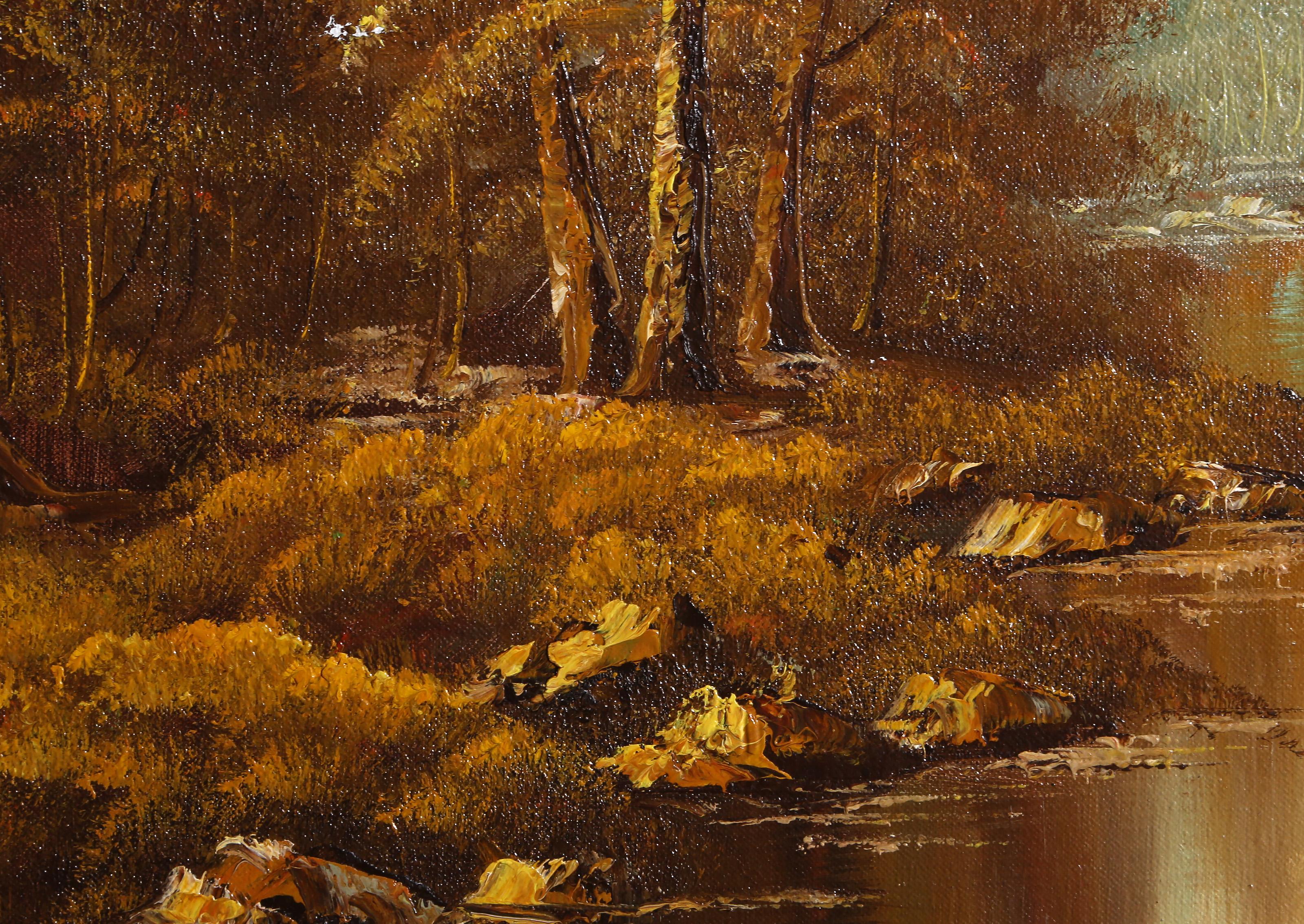 Lakeside Cottage, Impressionist Oil Painting by Robert Moore For Sale 2