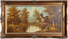 Lakeside Cottage, Impressionist Oil Painting by Robert Moore