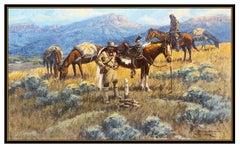Robert Morgan Original Oil Painting On Canvas Signed Western Landscape Horse Art