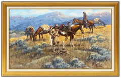 Robert Morgan Original Oil Painting On Canvas Signed Western Landscape Horse Art