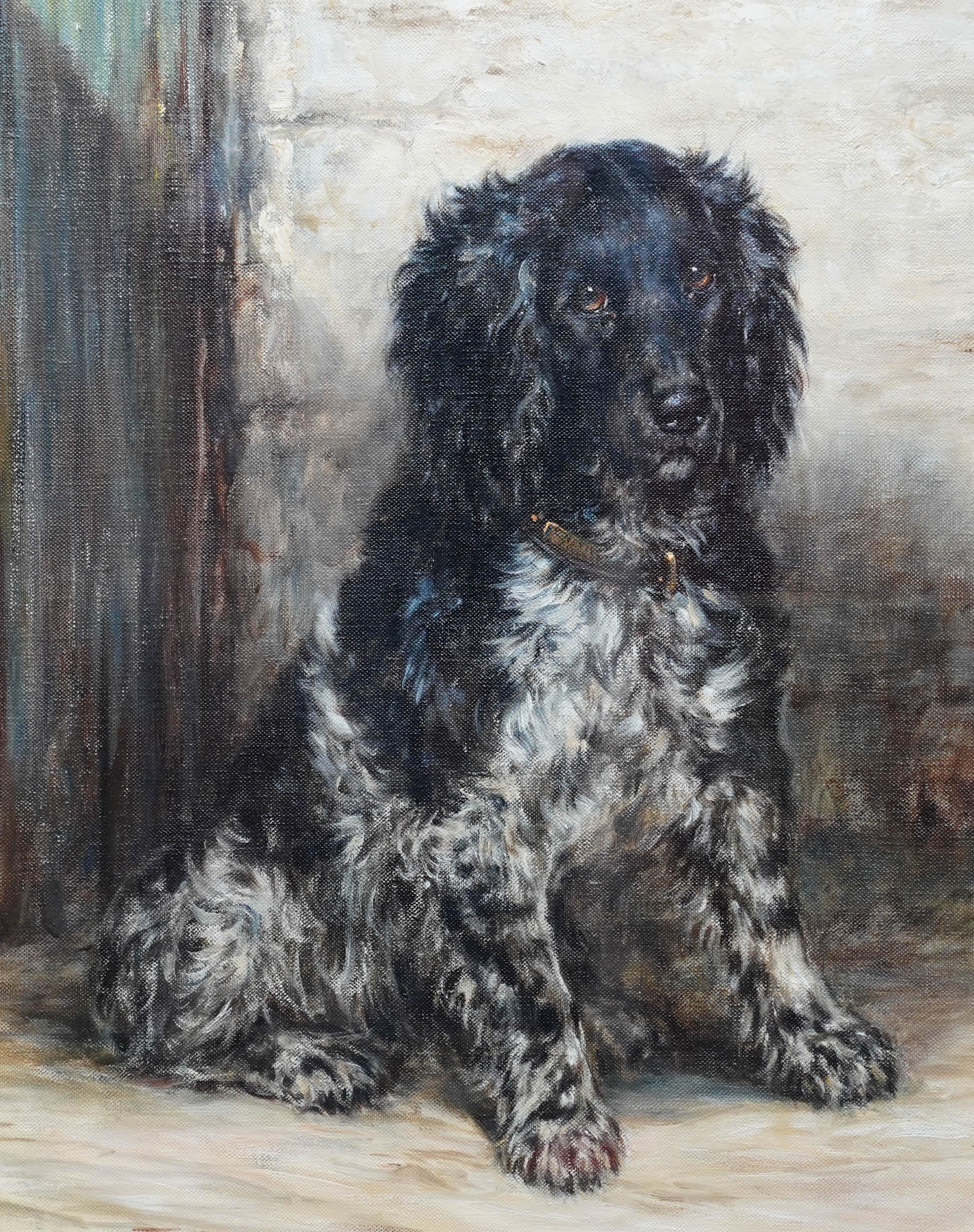 Portrait of a Spaniel - British Edwardian art dog portrait oil painting  - Realist Painting by Robert Morley