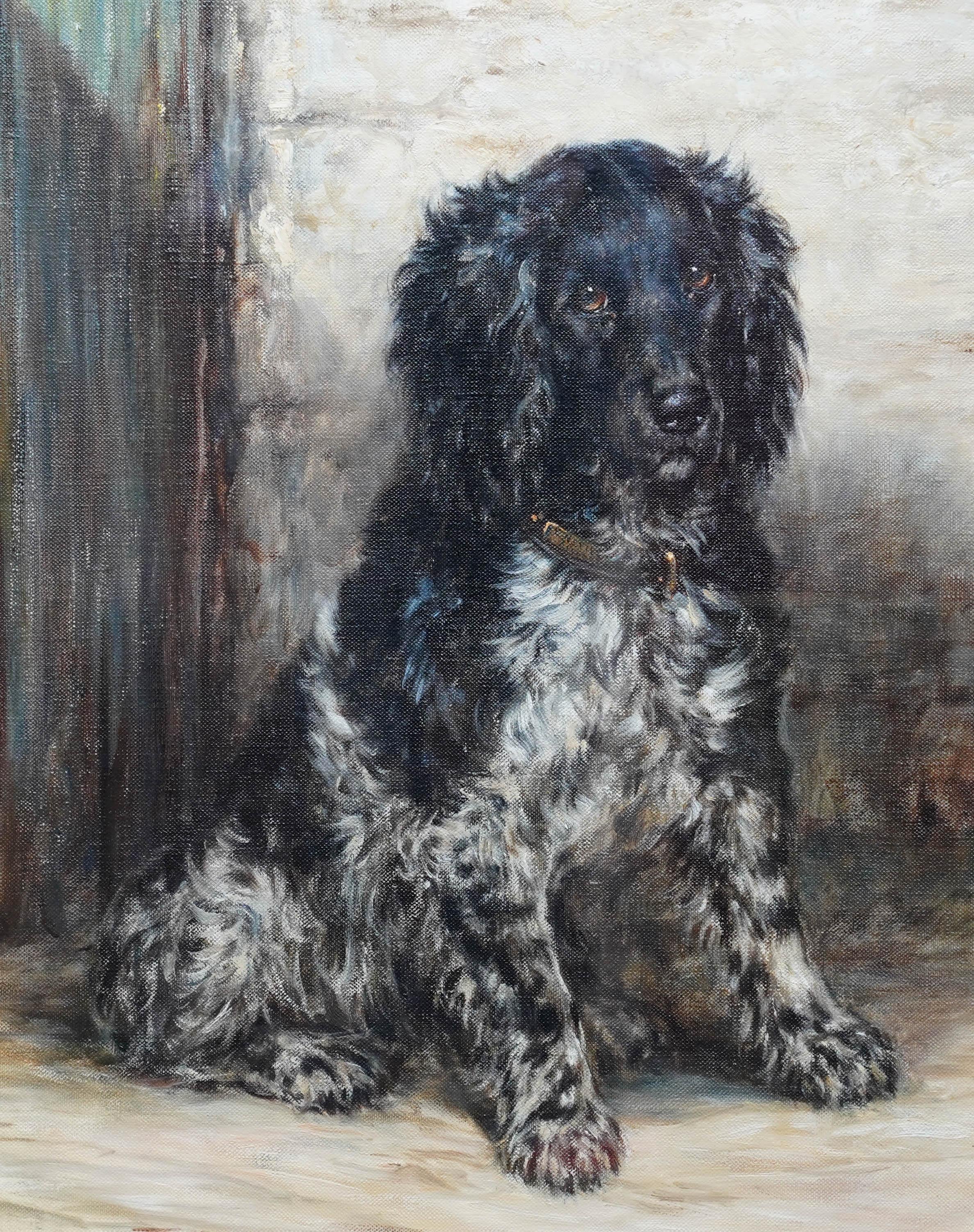 Ritratto di Spaniel - Quadro ad olio con ritratto di cane in stile edoardiano britannico - Painting Realismo di Robert Morley