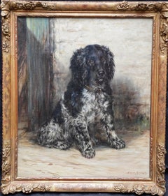 Antique Portrait of a Spaniel - British Edwardian art dog portrait oil painting 