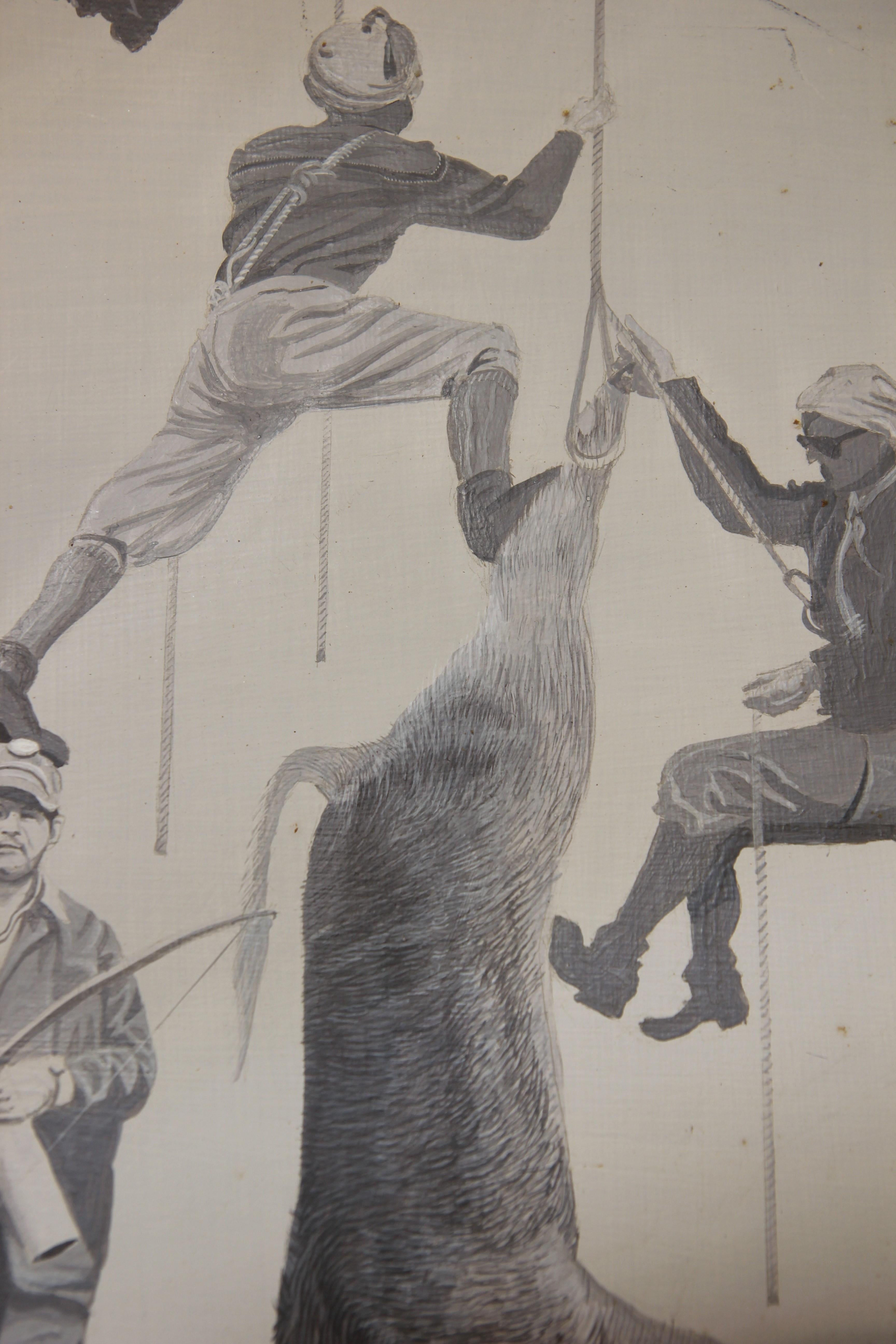 Figurative painting of hunters stringing up a hog. The work is signed, titled and dated by the artist. The artist board is not framed.

Artist Biography: 
From an early age, artist Robert Morris displayed a unique talent and affinity for the arts.