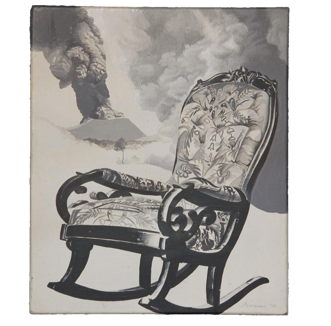 Robert Morris Still-Life Painting - "Old Rocking Chair" Surrealist Still Life