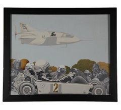 "Racers" Surrealist Painting with Race Car Drivers