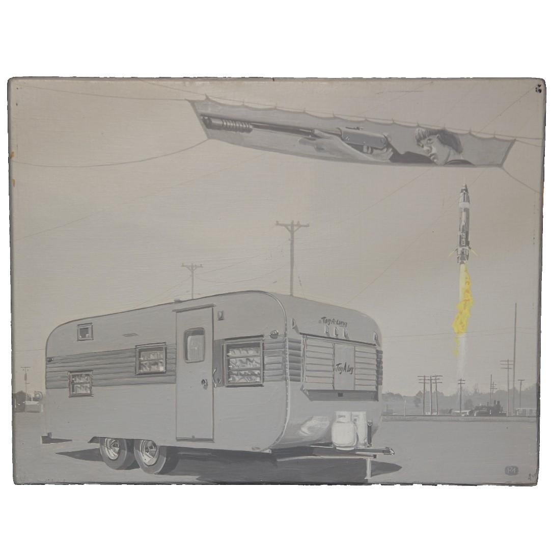 Robert Morris Landscape Painting - "Trailer Park" Surrealist Landscape