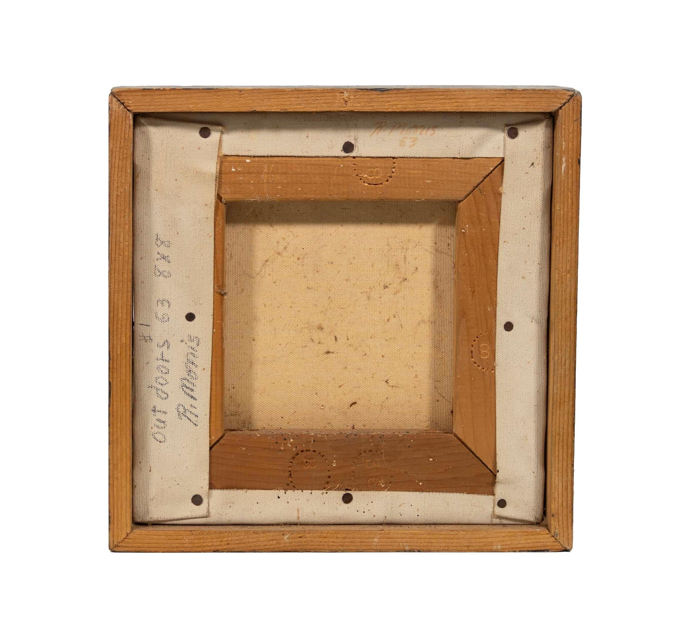 Robert Morris firmato 1963 Pittura acrilica astratta figurativa su tela con cornice in vendita 4