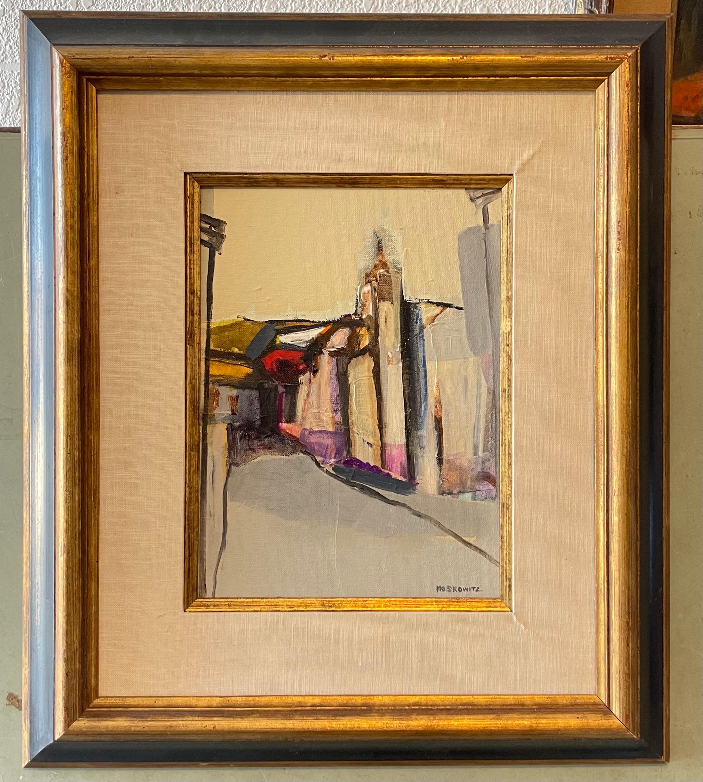 Abstract Oil Painting Expressionist Street Scene Robert Moskowitz New York  5