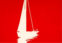 Boat 12 August 19:55 -  Modern Minimalistic Landscape Painting, See View