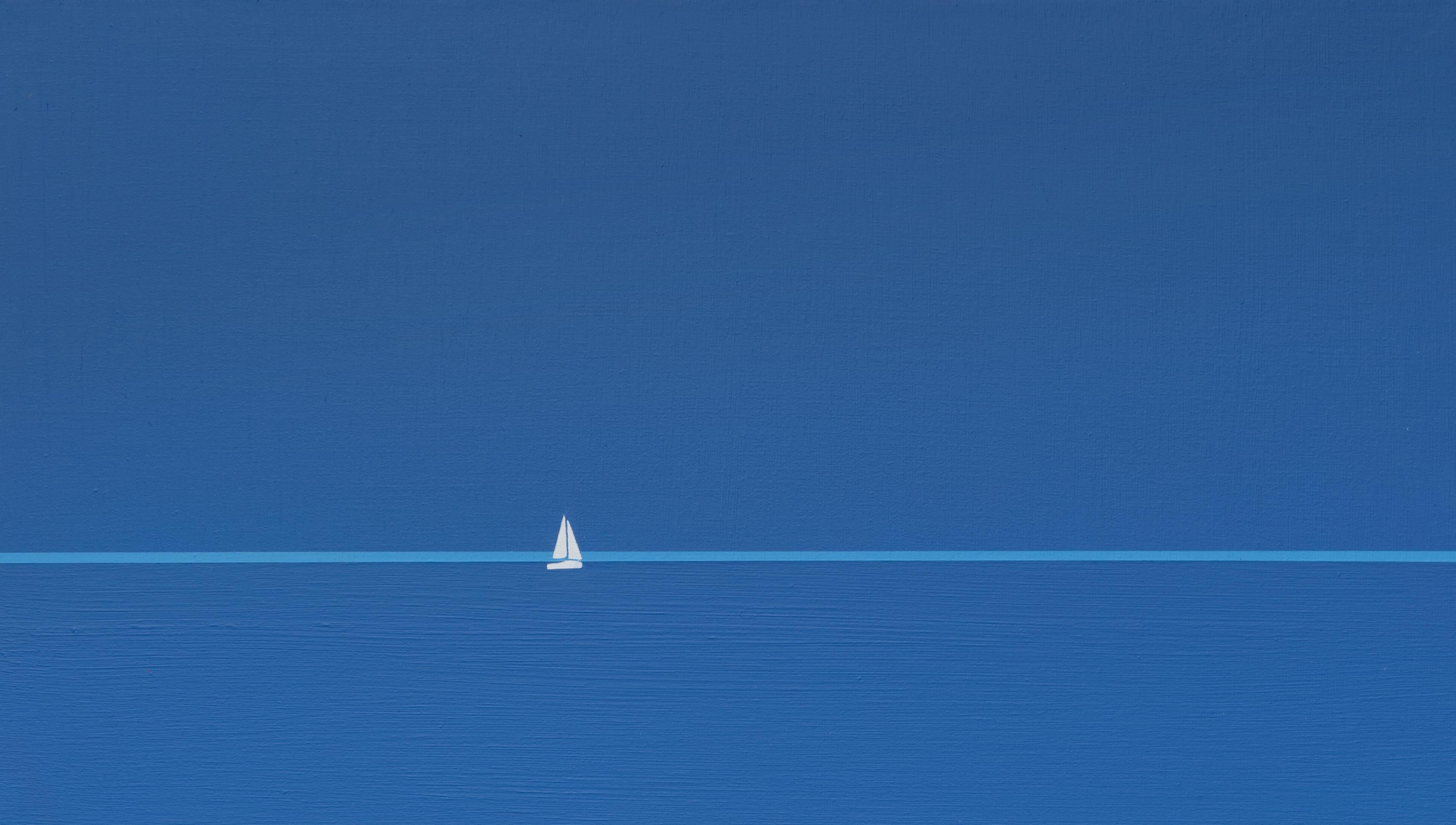 Boat 12 September 14:42 - Modern Nature Painting, Sea View, Water Landscape