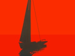 Boat 23 July 20:59 -  Modern Minimalistic Landscape Painting, See View 
