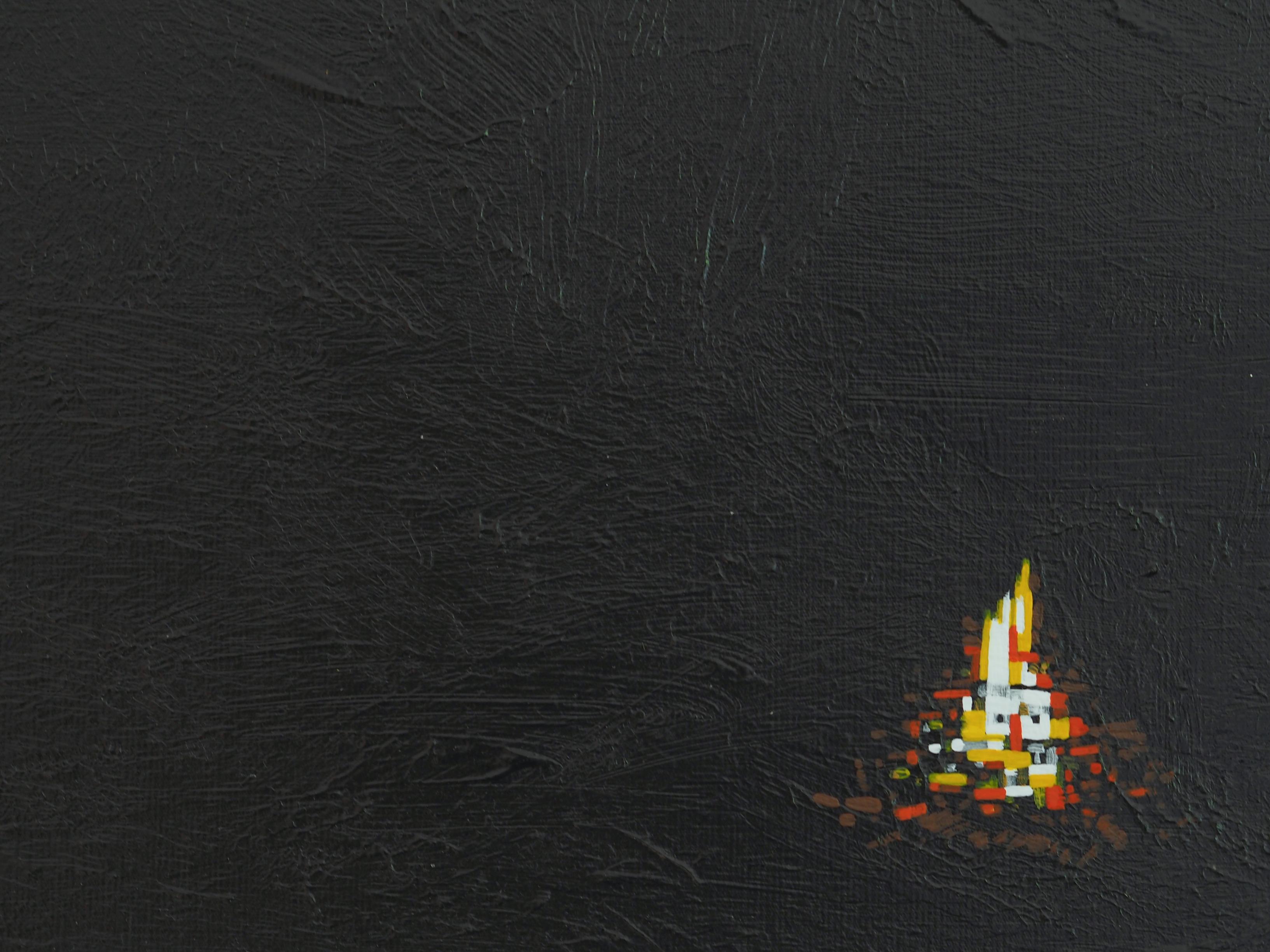 Campfire 14 September 22:01 - Modernes und stimmungsvolles Landschaftsgemälde (Abstrakt), Painting, von Robert Motelski