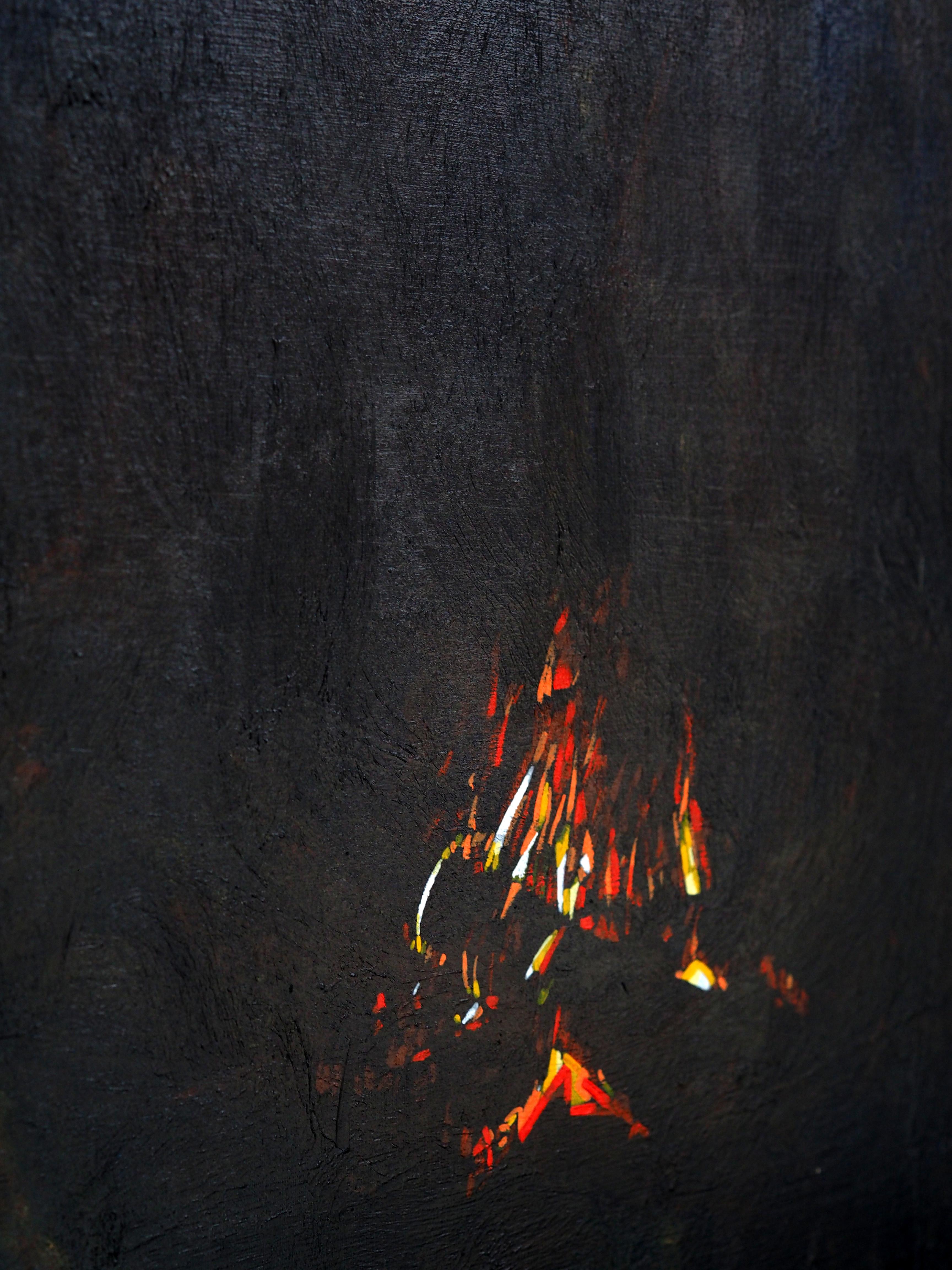 Campfire 18. September 22:24 - Waldlandschaft Nacht  Malerei, Natur im Angebot 2