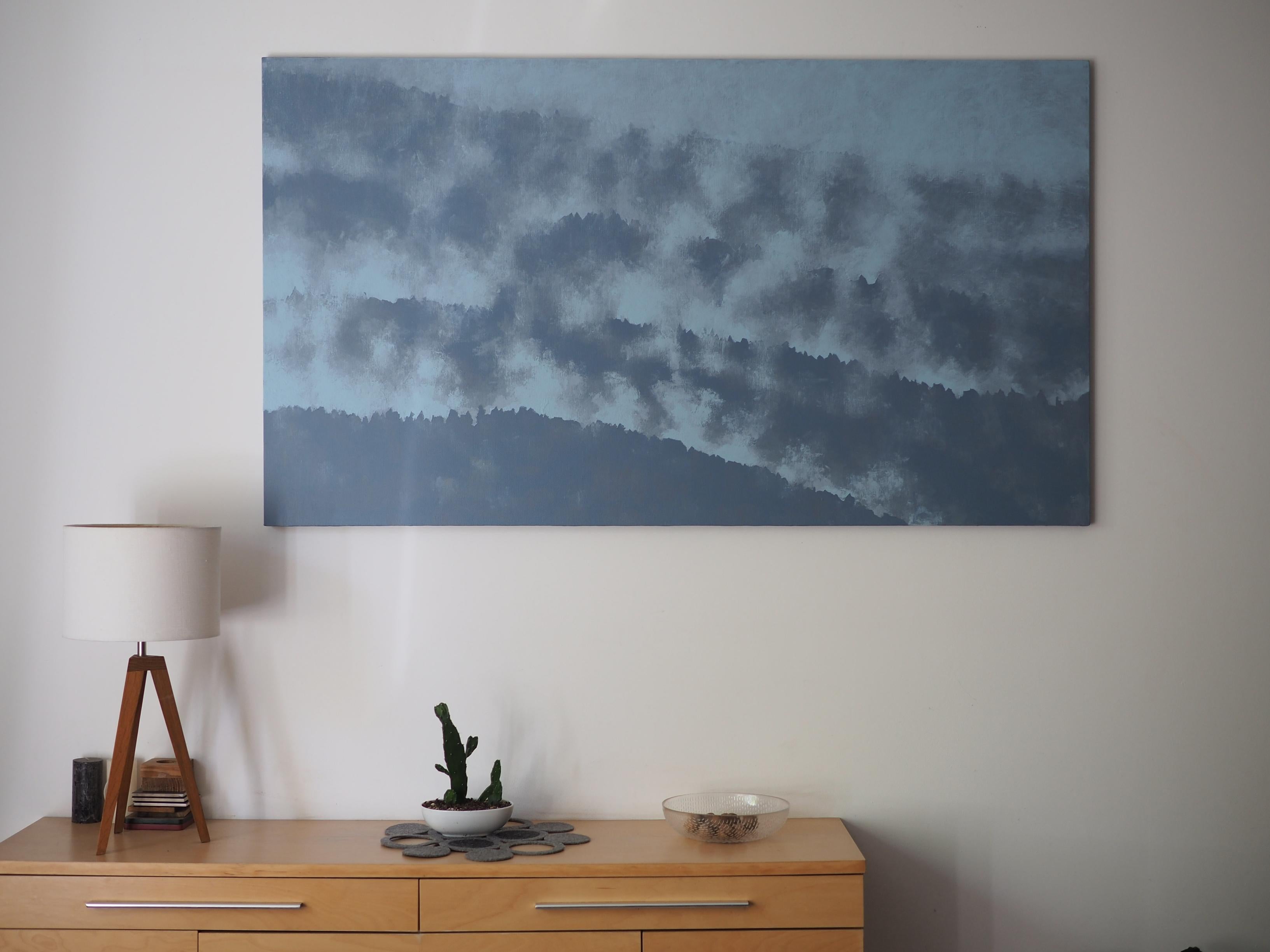 Fog 21 August 15:01 - Moderne expressive Landschaftsmalerei, Großformat – Painting von Robert Motelski