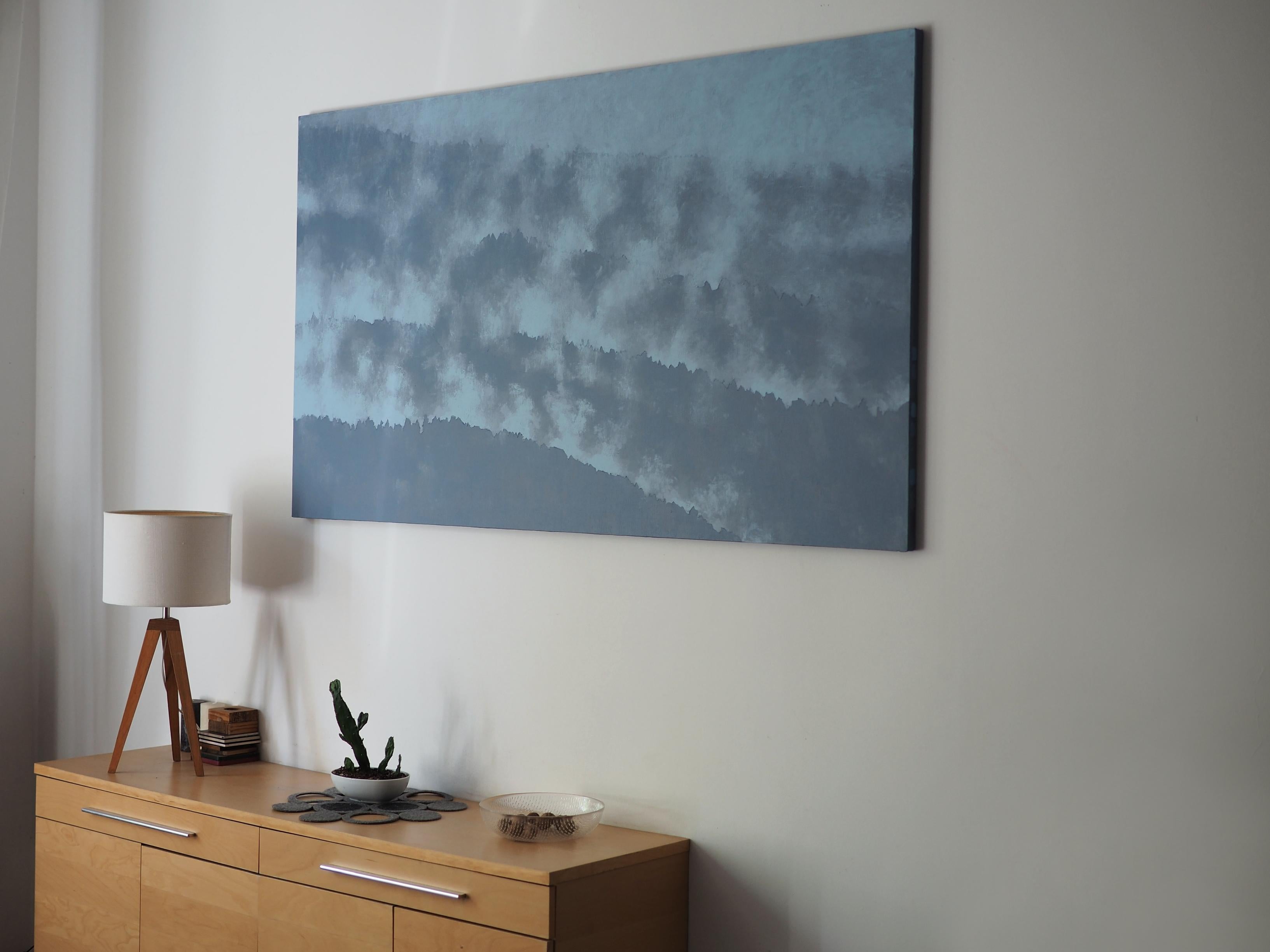 Fog 21 August 15:01 - Moderne expressive Landschaftsmalerei, Großformat (Zeitgenössisch), Painting, von Robert Motelski