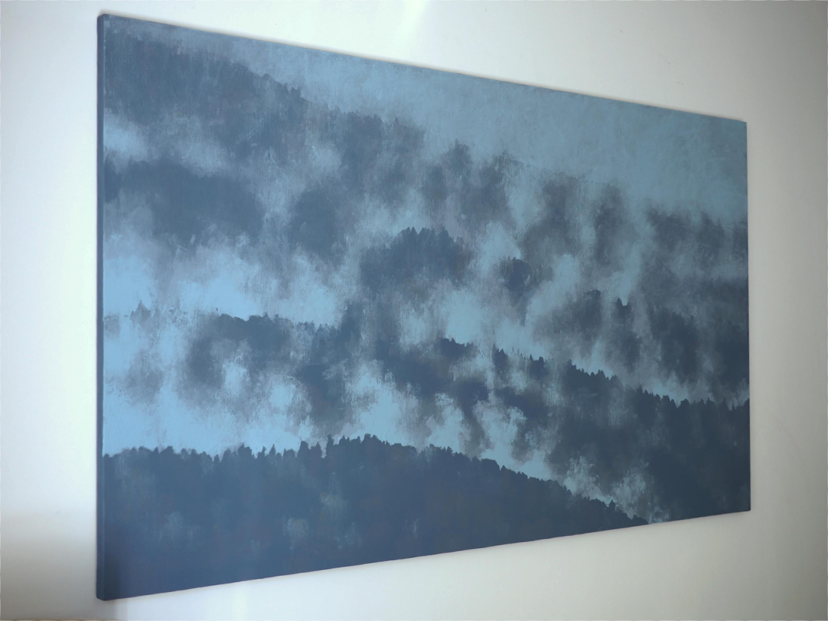 Das Gemälde ist auf der Rückseite signiert

Robert Motelskis Gemälde sind außergewöhnliche Visionen der Natur, Visionen des Raums, der uns umgibt. Sie erzählen vom Sein, vom Schicksal und vom Vergehen. Sie hängen von der Jahreszeit, der Tageszeit,