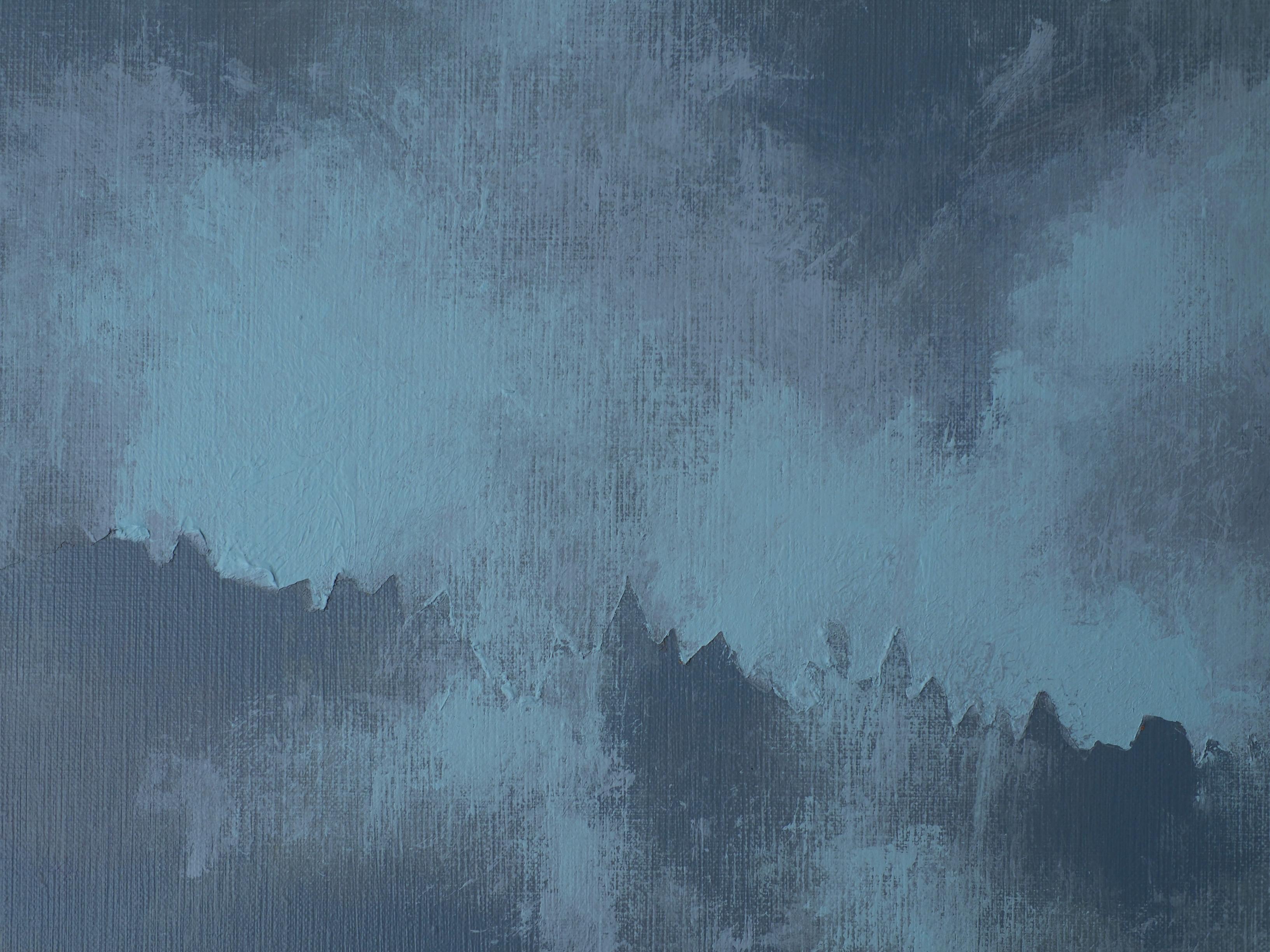 Fog 21 August 15:01 - Moderne expressive Landschaftsmalerei, Großformat im Angebot 1