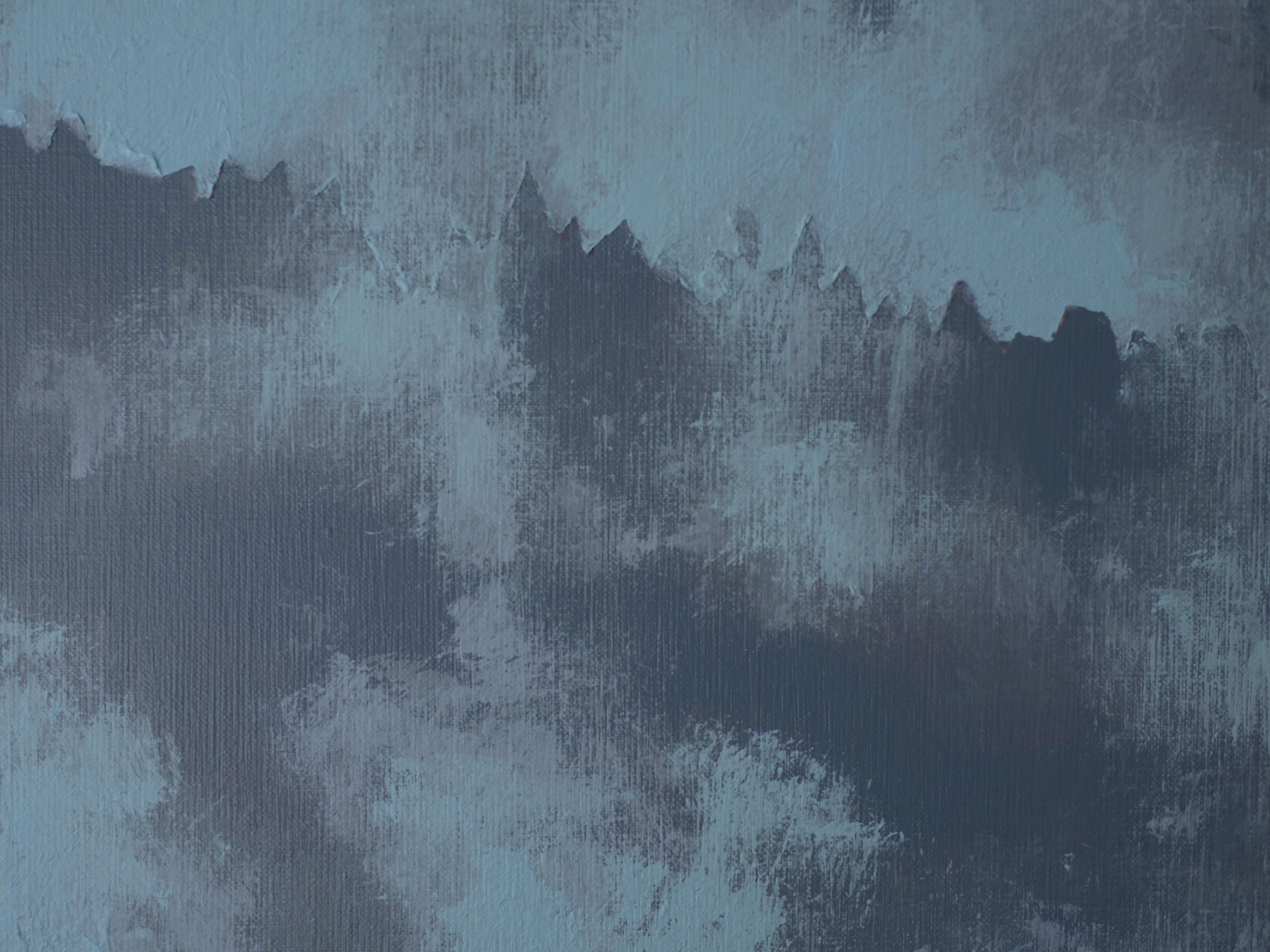 Fog 21 August 15:01 - Moderne expressive Landschaftsmalerei, Großformat im Angebot 2