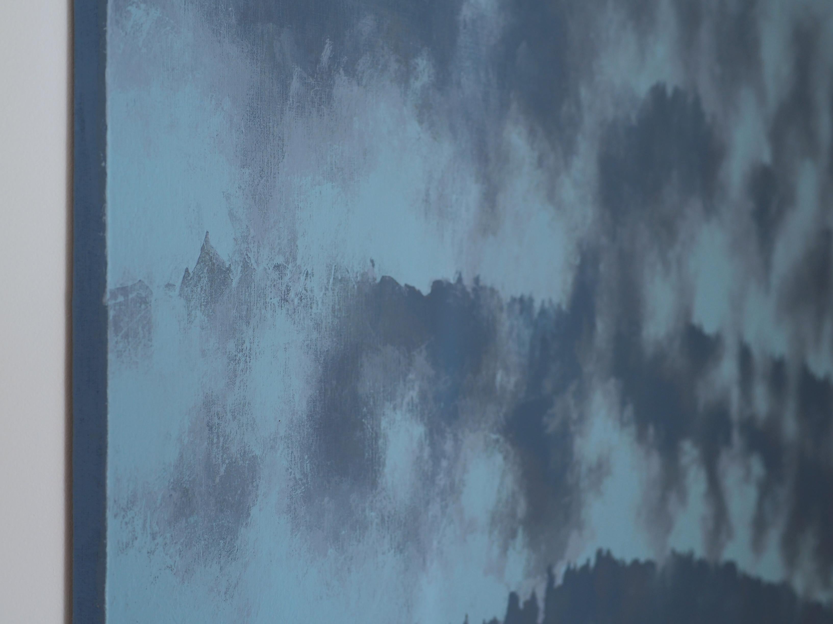 Fog 21 August 15:01 - Moderne expressive Landschaftsmalerei, Großformat im Angebot 3