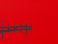 Jetty 12 August 20:14 - Modernes rotes minimalistisches Landschaftsgemälde in Rot, sehen Sie Ansicht 