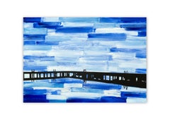 Jetty 14 July 16:27 - Modern Sea Landscape, Expressive Water View Painting