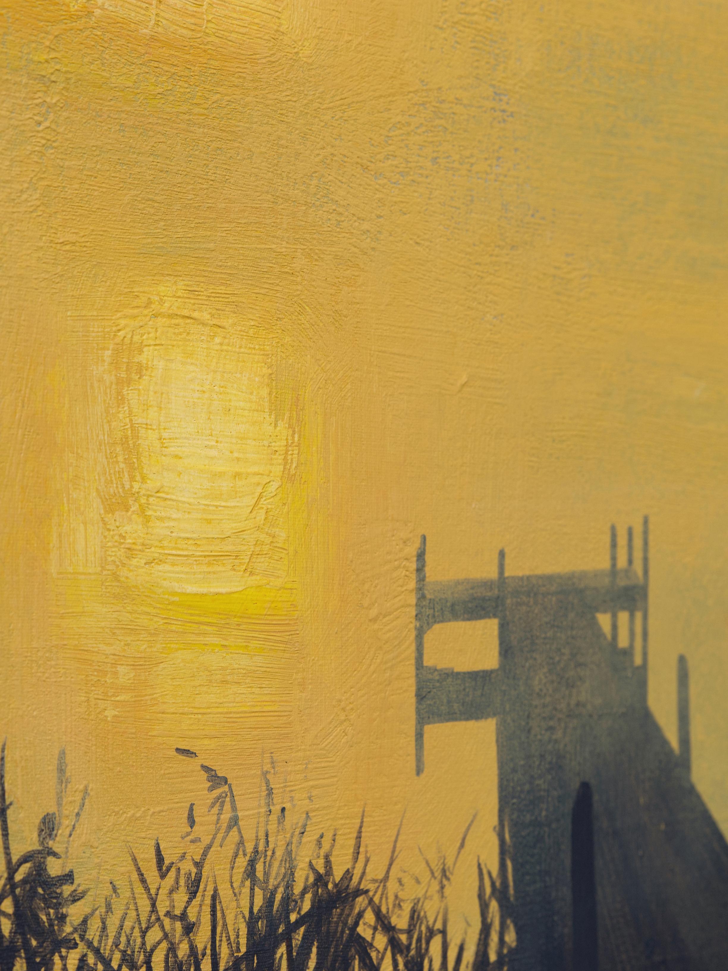 Jetty 16 August 19:54 - Modern and Expressionistic, Lake, Water View Painting For Sale 1