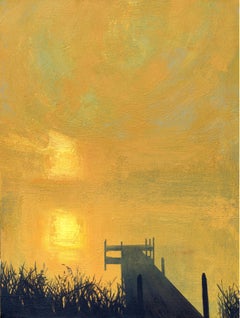 Jetty 16 August 19:54 - Modern and Expressionistic, Lake, Water View Painting