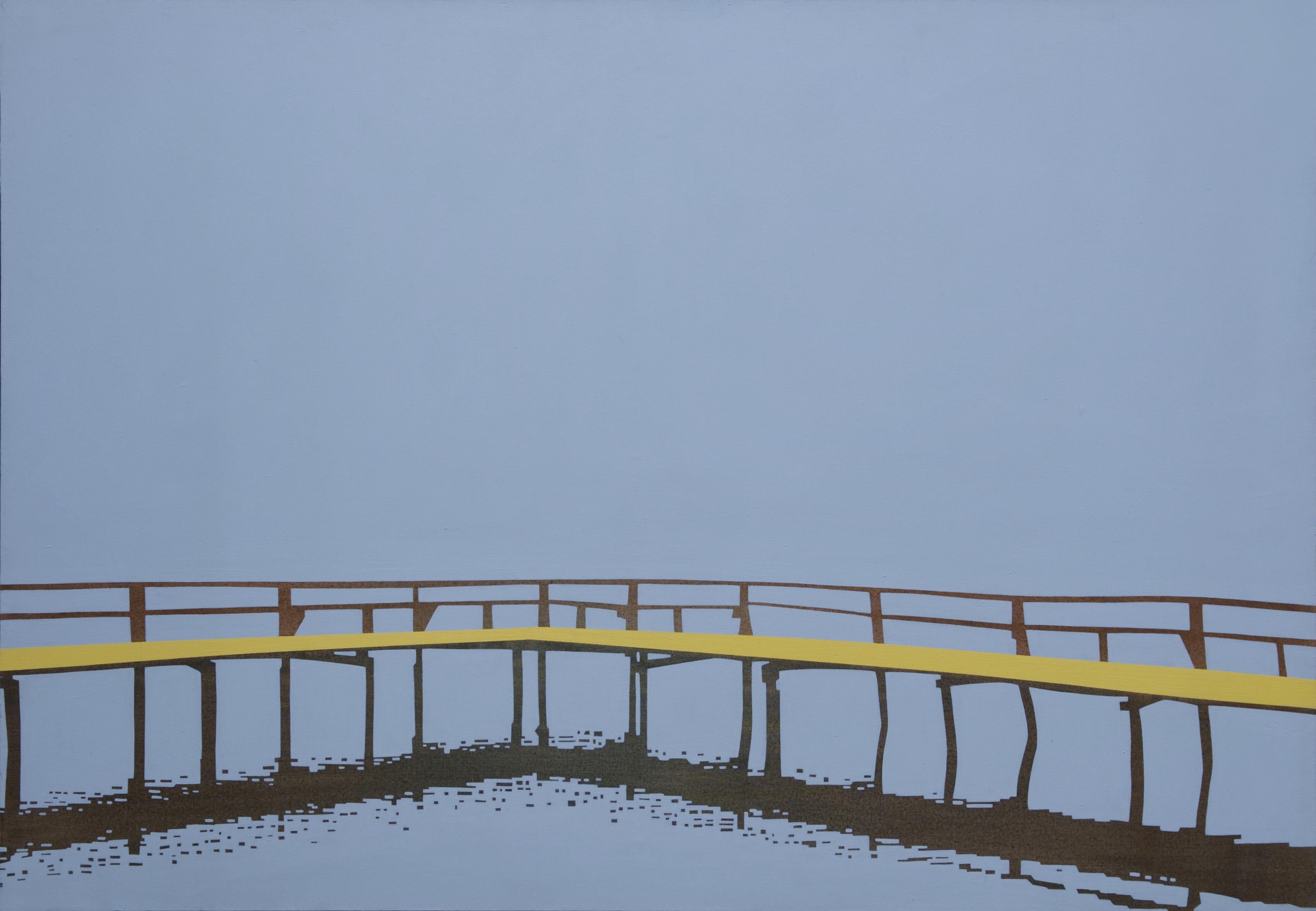 Robert Motelski Abstract Painting – Steg 2. Mai 10:36 - Moderne Seelandschaft, ausdrucksstarke Wassermalerei