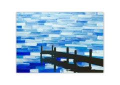 Jetty 28 August 11:51 - Paysage lacustre moderne, peinture expressive avec vue sur l'eau