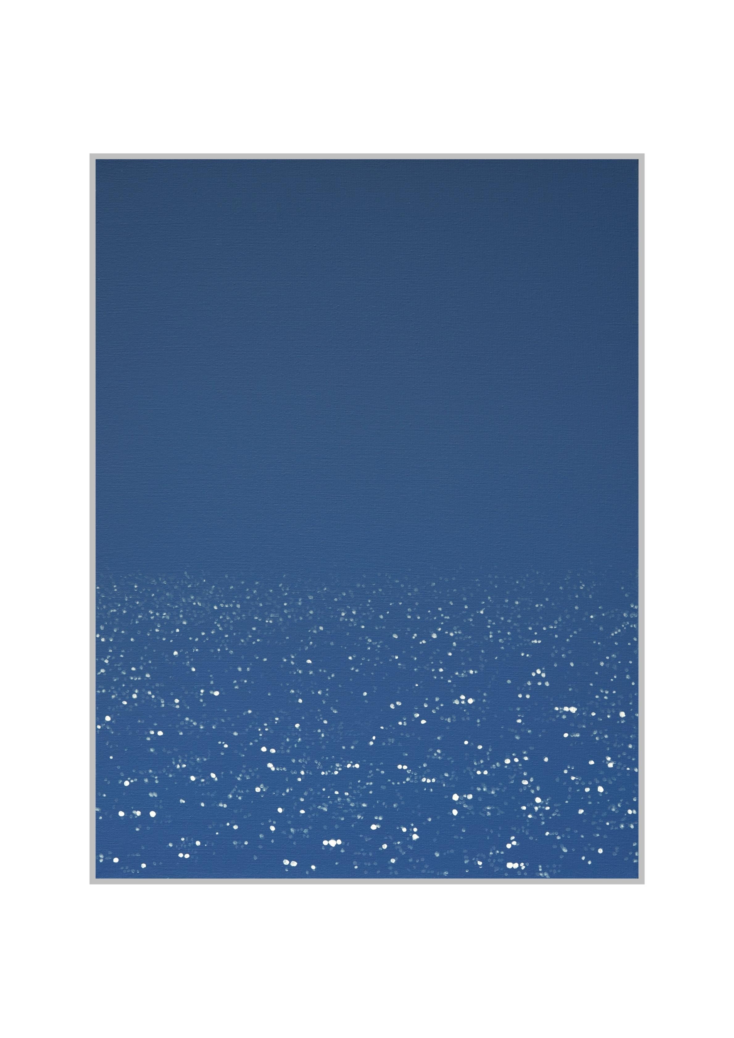 Light 17 July 14:12 -  Modern Minimalistic, Lake, Water View Painting - Bleu Landscape Painting par Robert Motelski