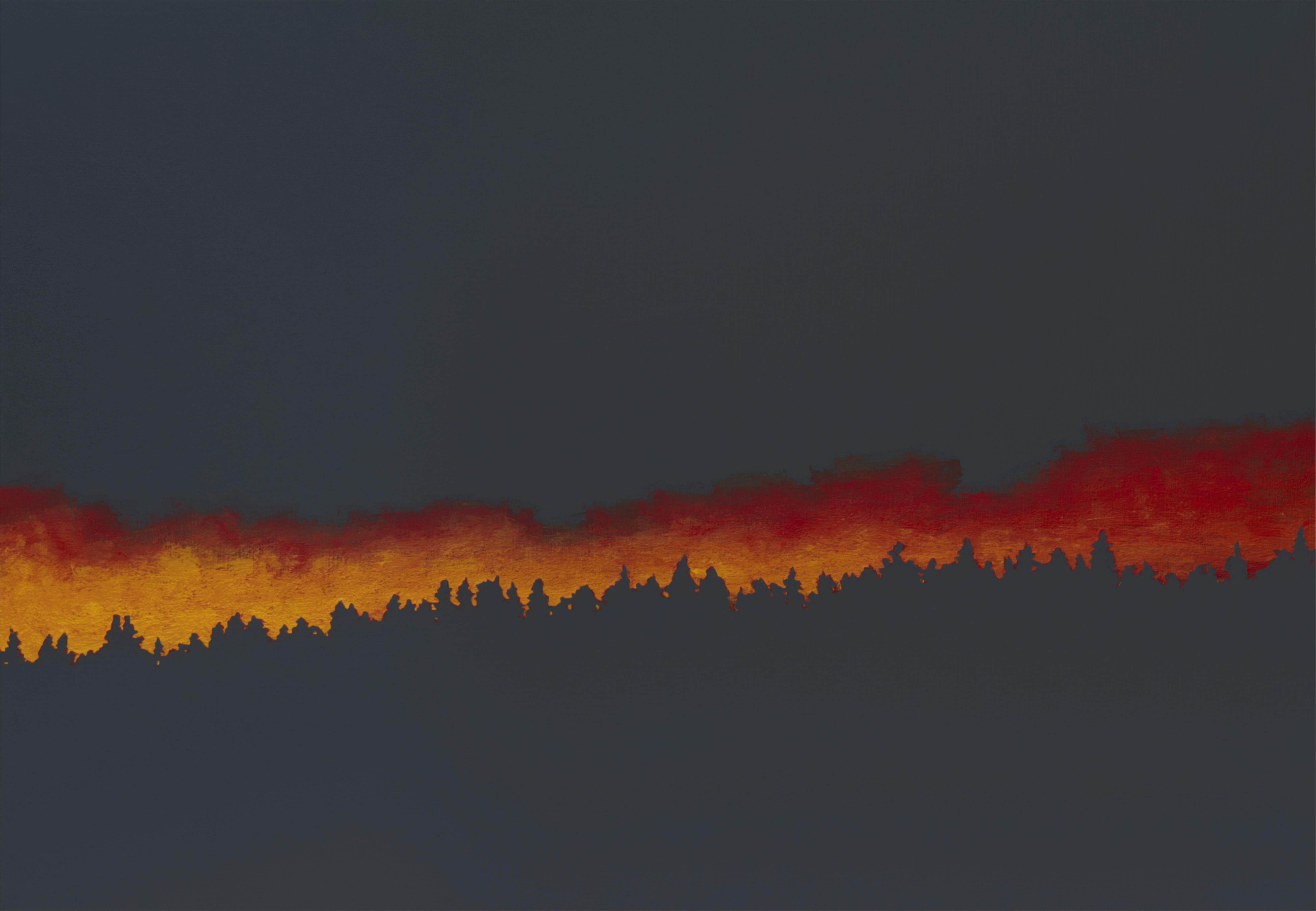 Light 18 dicembre 15:44 - Pittura contemporanea espressiva di paesaggio forestale