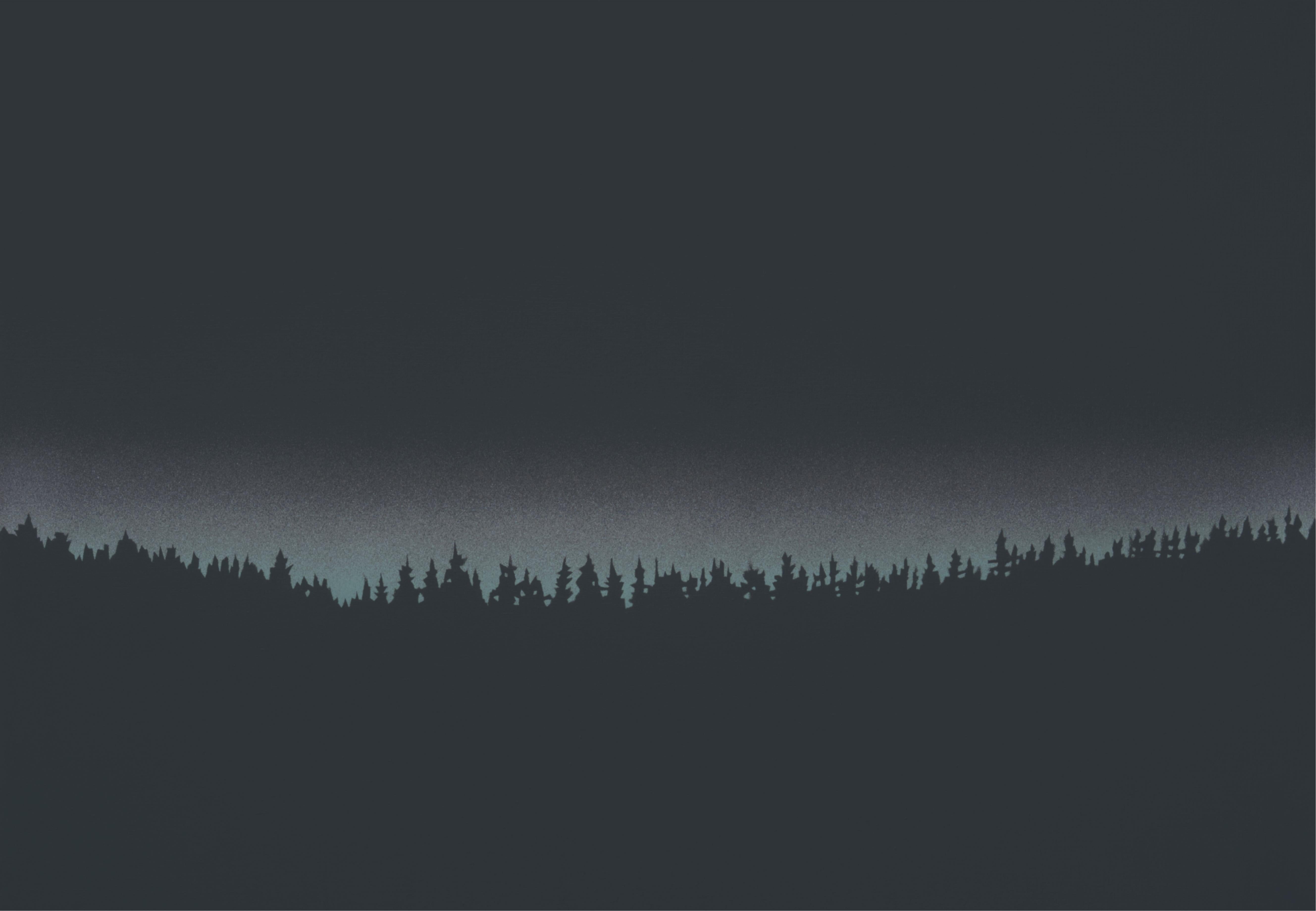 Light 7 January 17:23 -  Modern Night Sky Landscape Painting, Minimalist Art For Sale 3