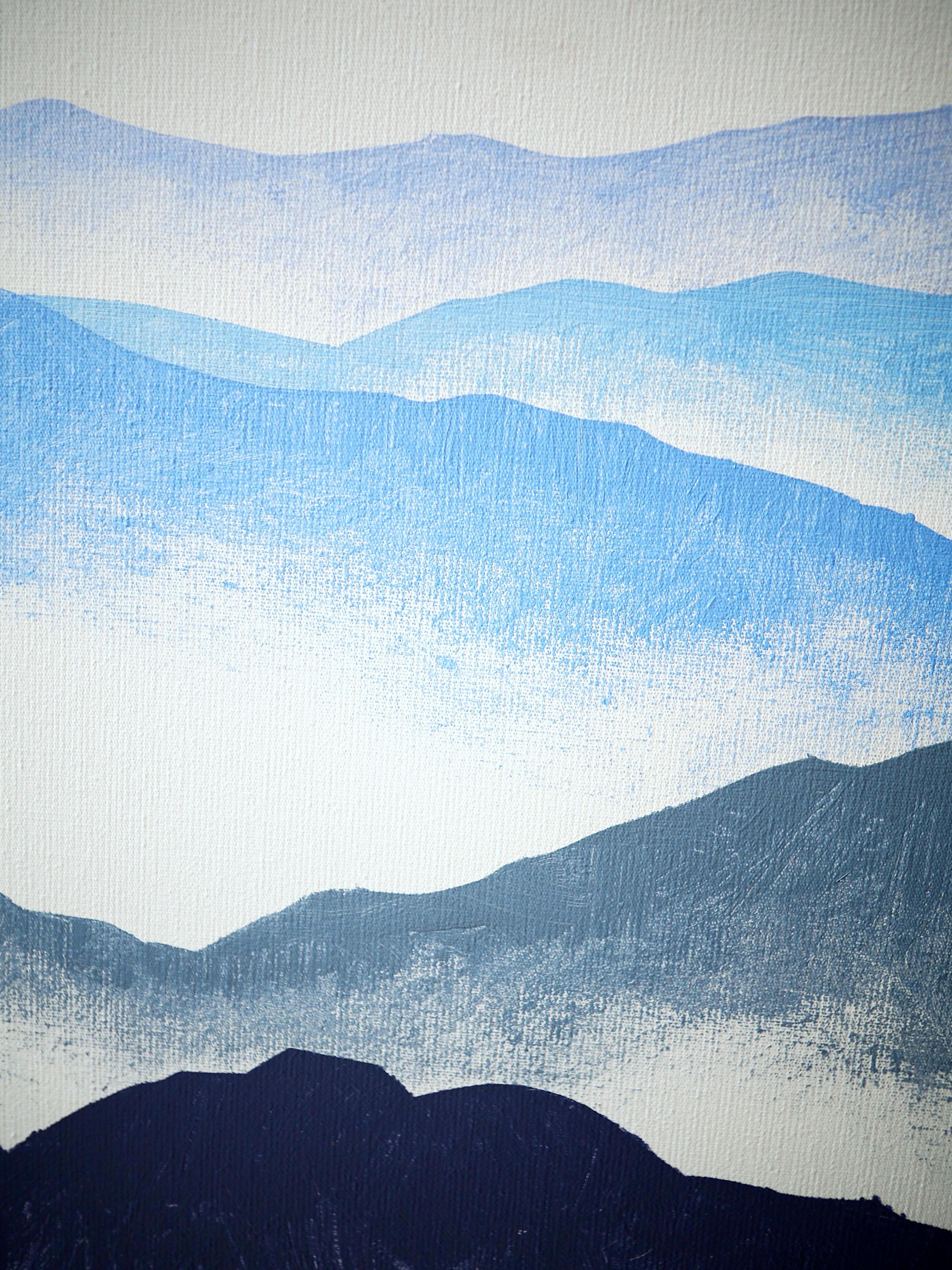 Montañas 12 Julio 09:55 - Pintura moderna de paisajes alegres - Painting Contemporáneo de Robert Motelski