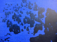 Mountains 15 March 06:57 - Modern Landscape Oil Painting, Cobalt Blue, Nature