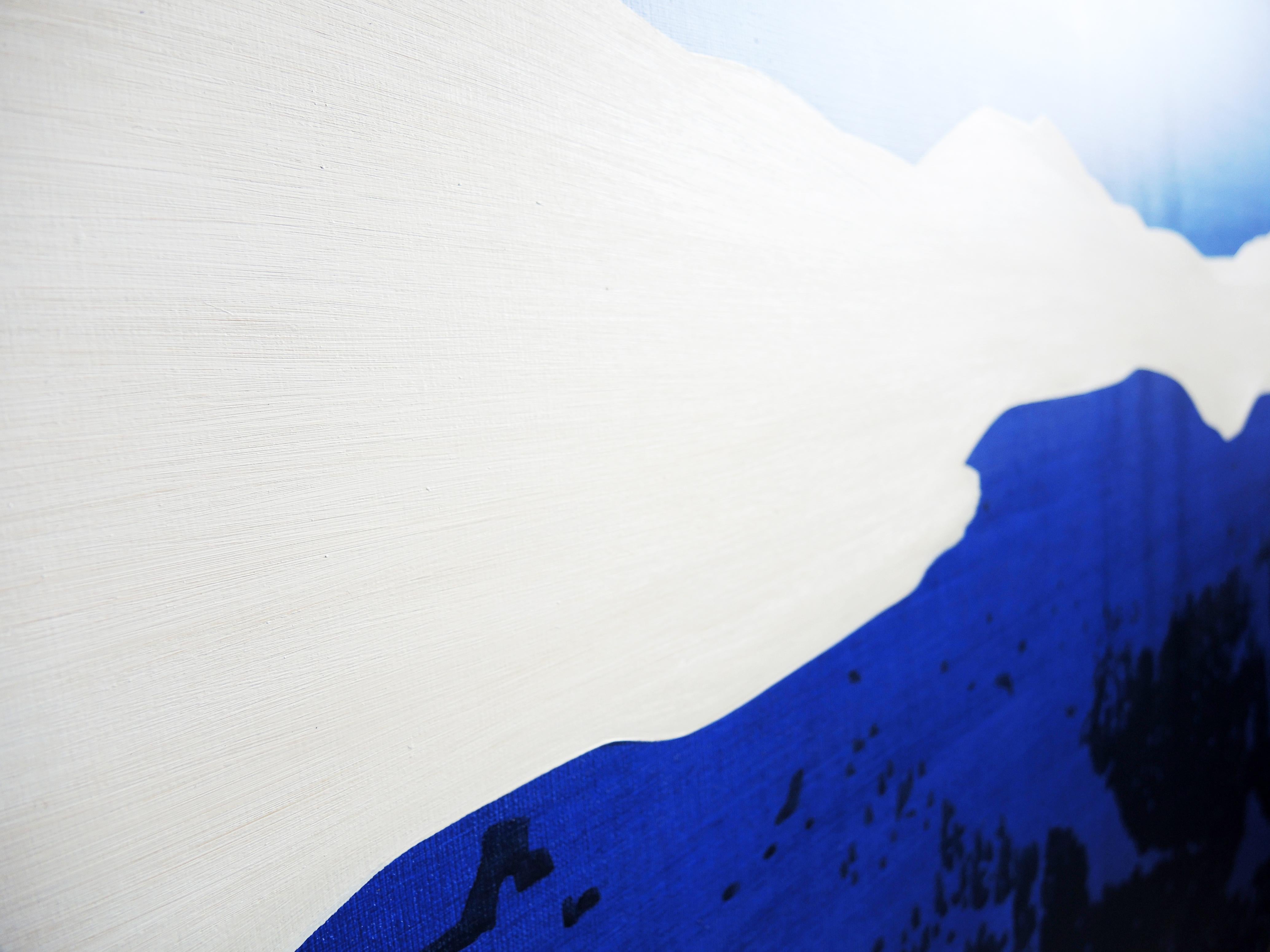 Montañas 15 Marzo 06:57 - Paisaje Moderno Pintura al Óleo, Azul Cobalto, Naturaleza - Painting Contemporáneo de Robert Motelski