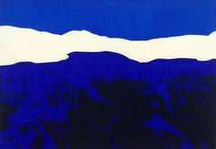 Mountains 15 March 06:57 - Modern Landscape Oil Painting, Cobalt Blue, Nature