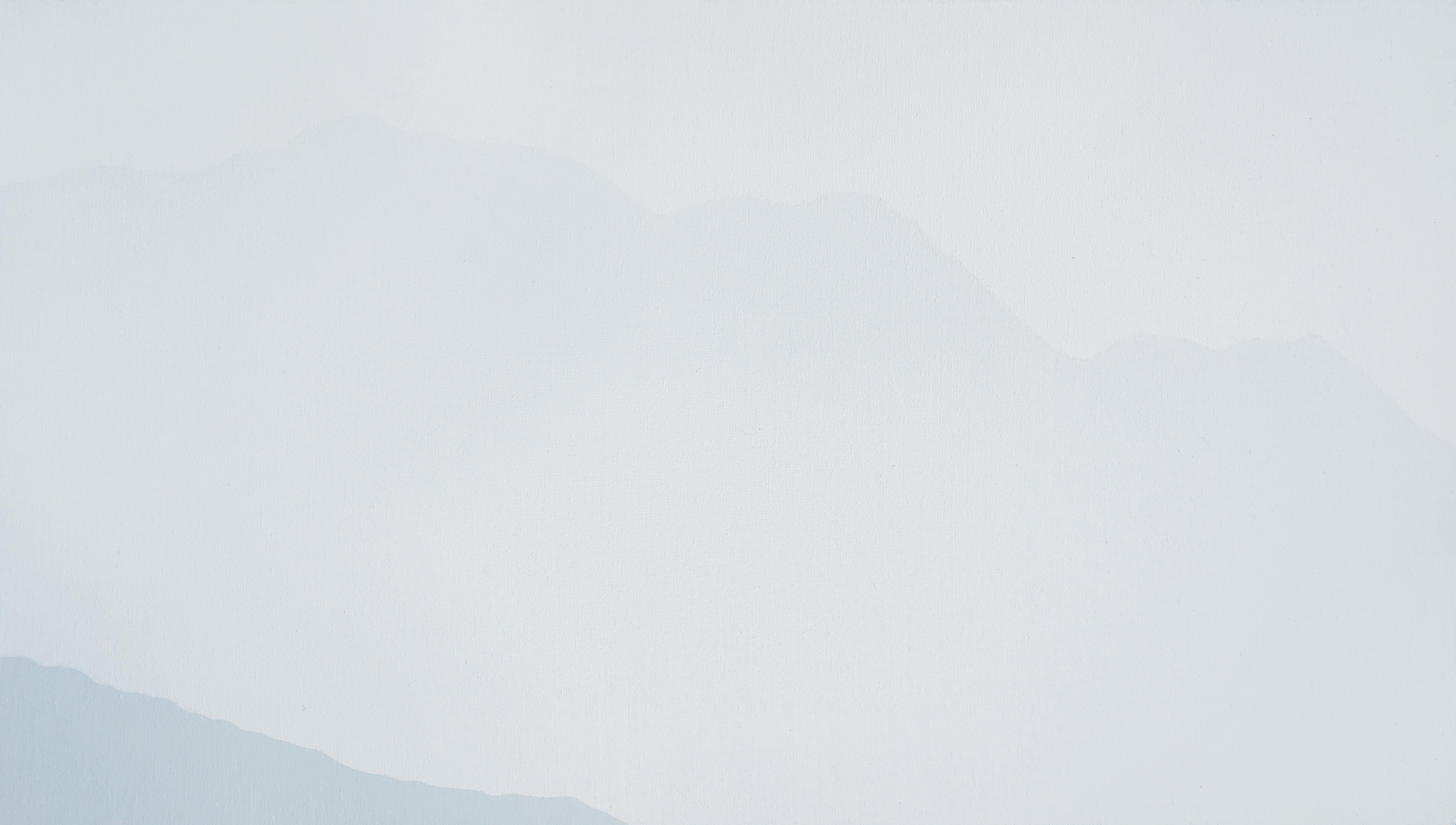 Berge 15. März 10:12, Modernes Landschaftsgemälde, Berge im Fog