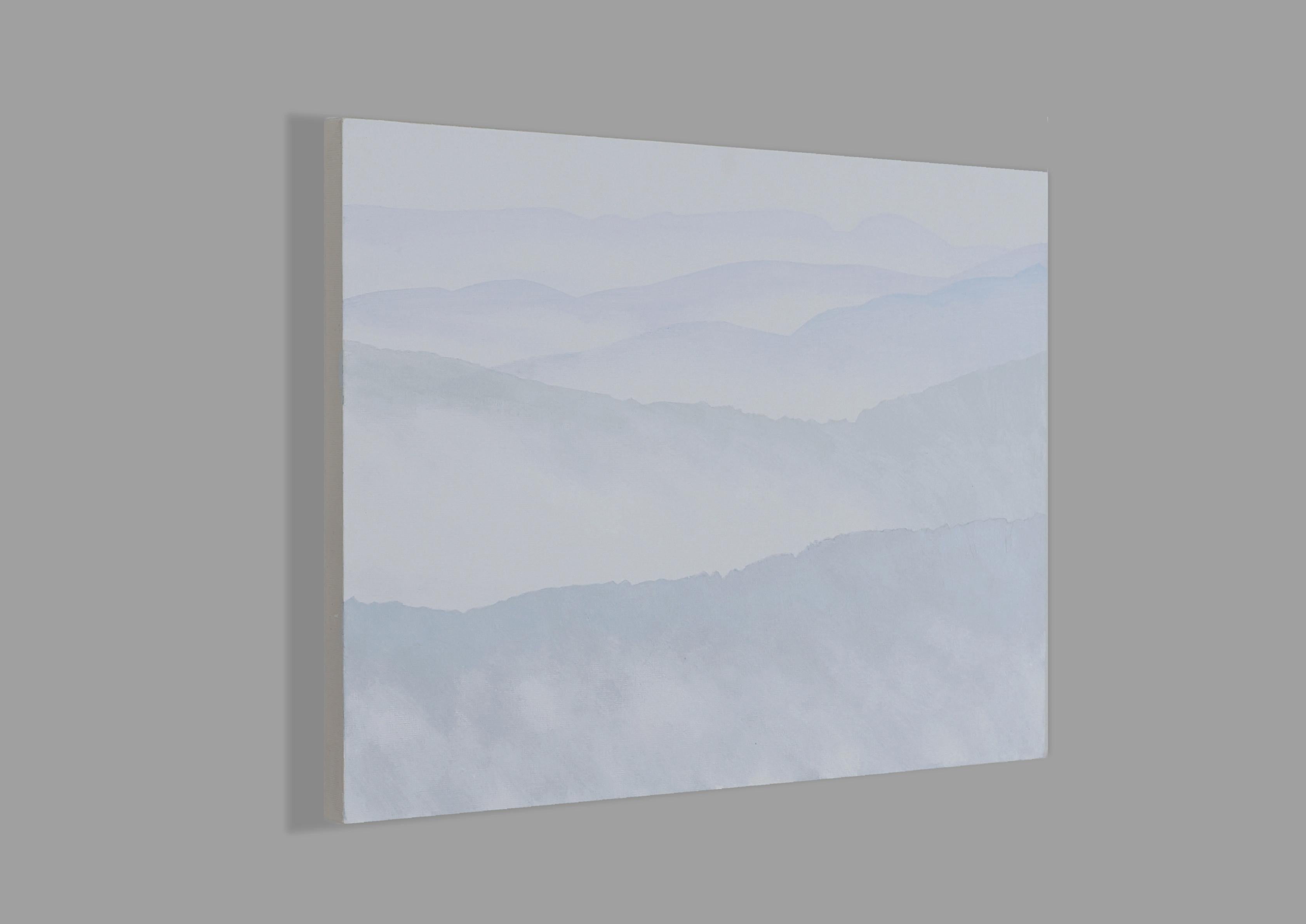 Berge 17 August 09:25 - Moderne Landschaftsmalerei, Berge im Nebel (Abstrakt), Painting, von Robert Motelski