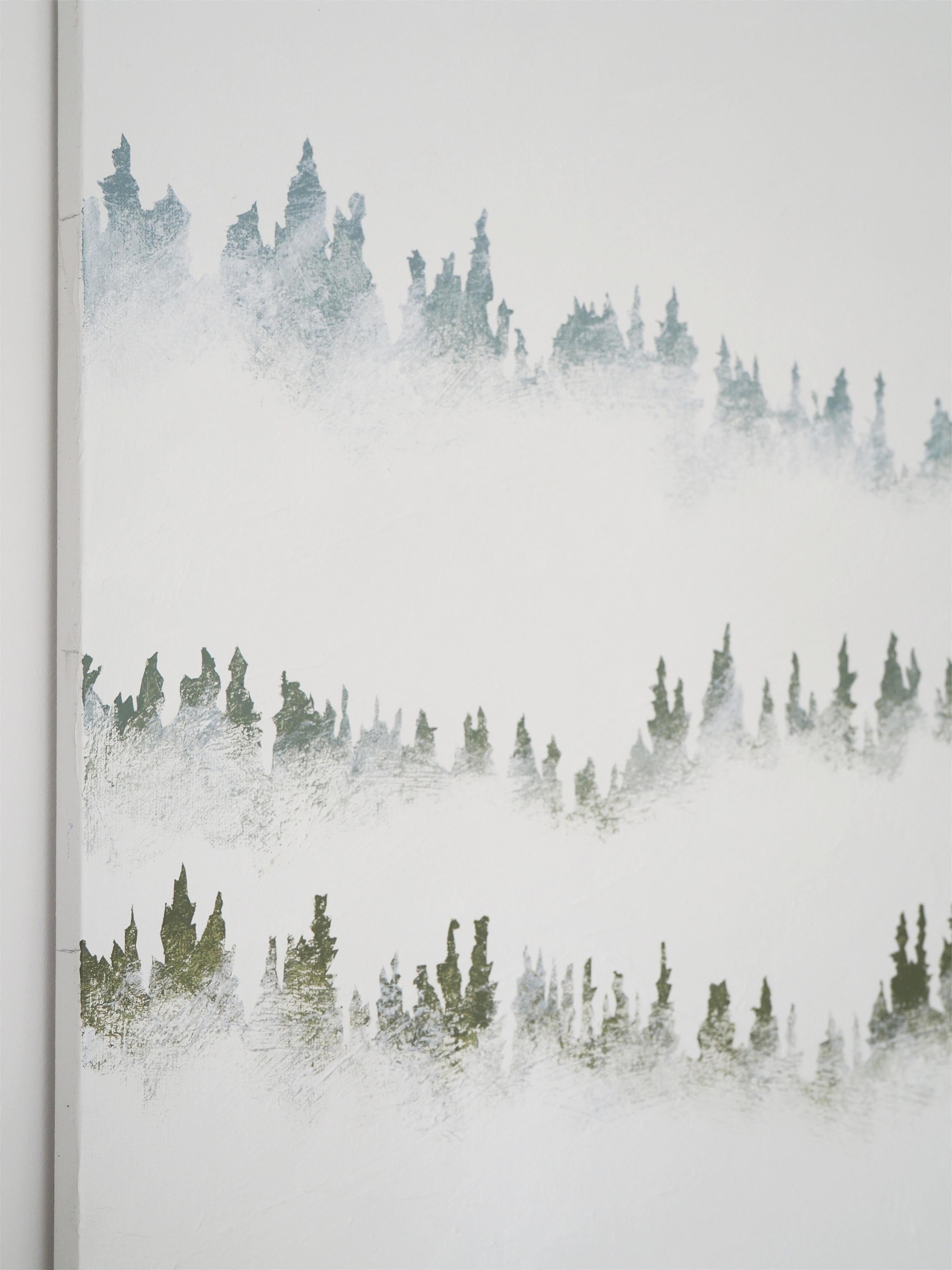 22 Januar 12:31 - Modernes minimalistisches expressionistisches Landschaftsgemälde mit Bergen im Angebot 1