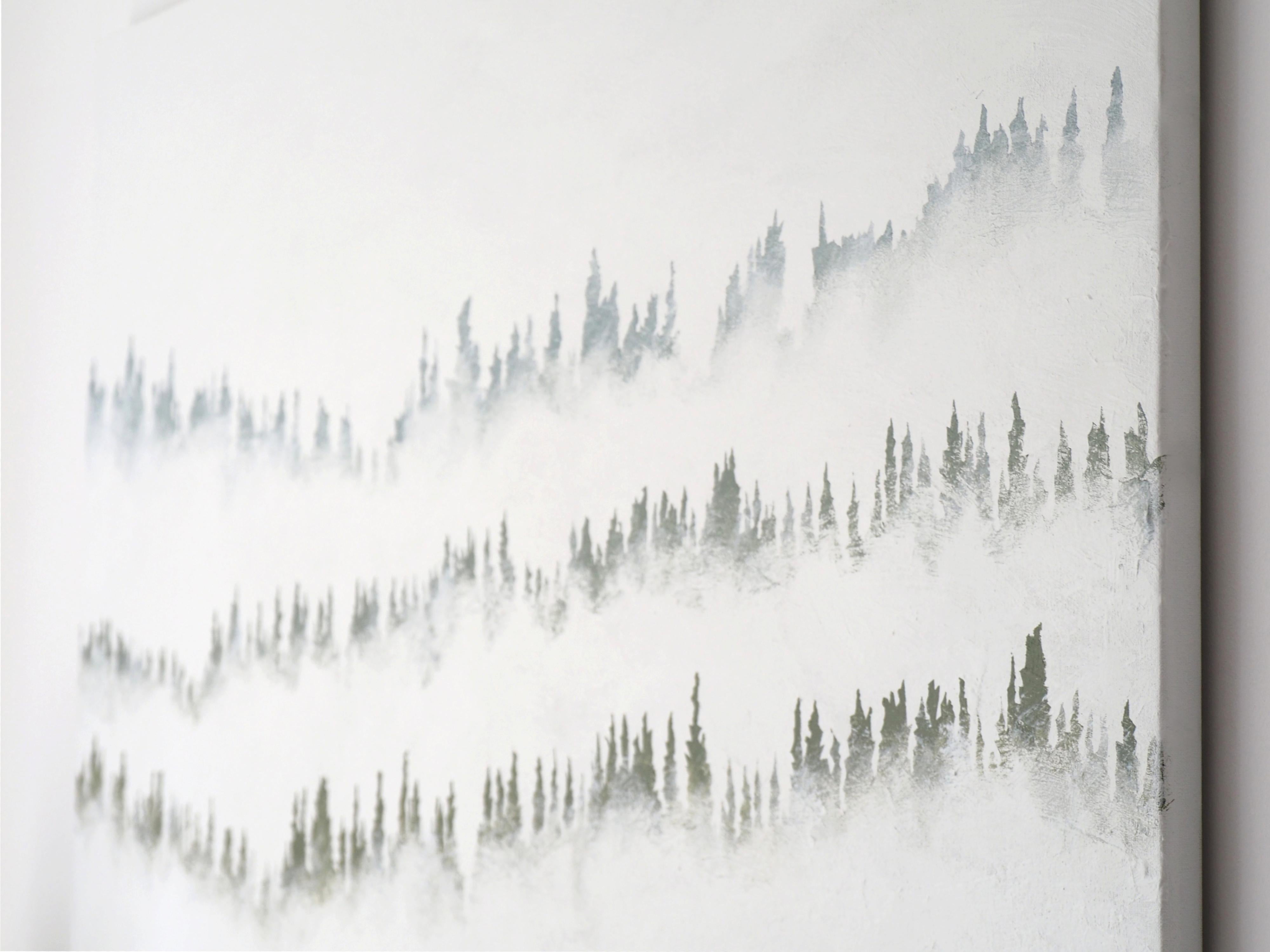 22 Januar 12:31 - Modernes minimalistisches expressionistisches Landschaftsgemälde mit Bergen im Angebot 4