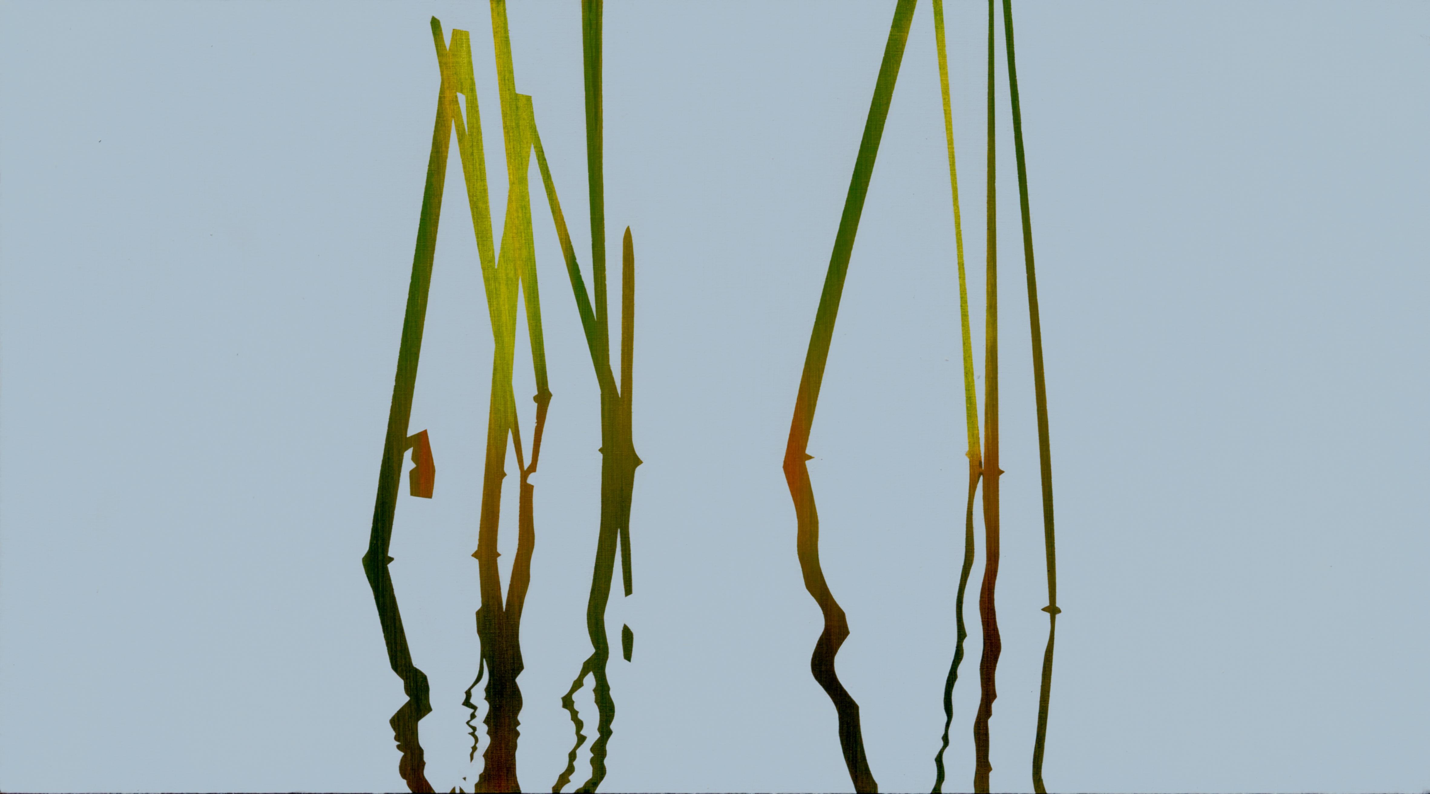 Reeds 12 July 11:43 - Modern Nature Oil Painting, Abstract, Minimalism