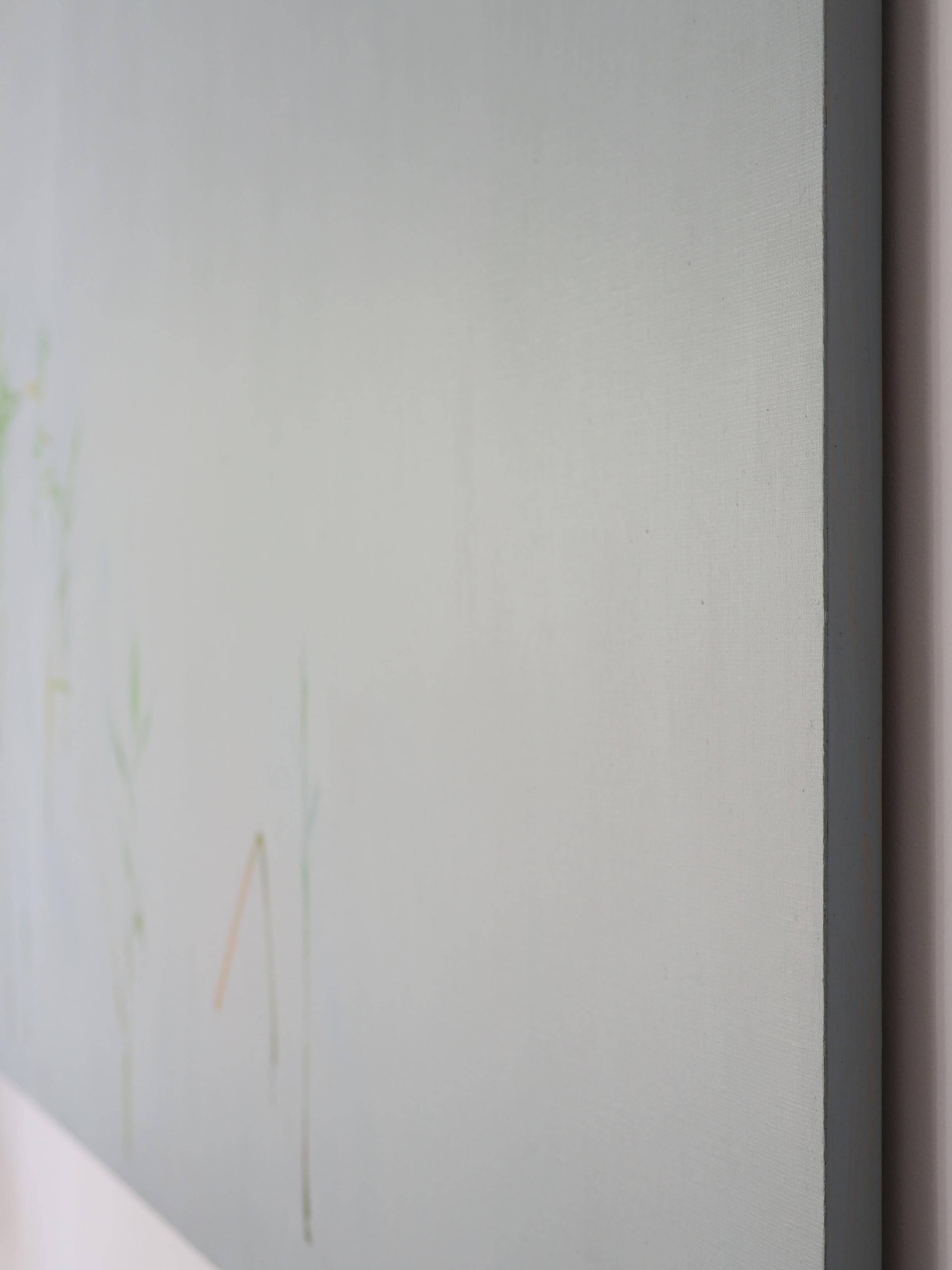 Reeds 15 July 12:56 -  Modern Landscape Oil Painting, Minimalistic, Nature, Lake For Sale 2