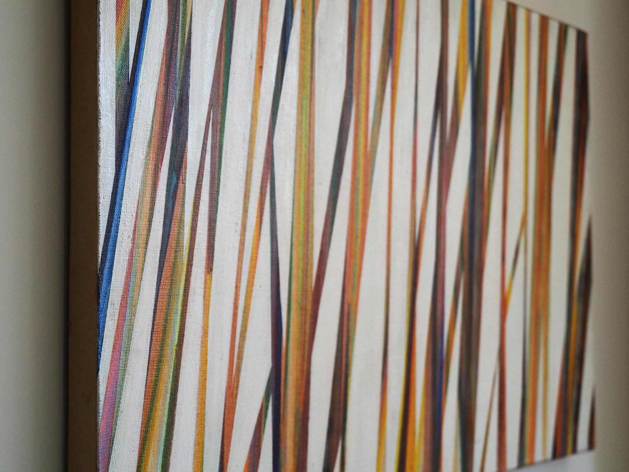 Juncos 7 Marzo 09:13 - Pintura al Óleo Naturaleza Moderna, Abstracto, Minimalismo - Landscape Painting Marrón de Robert Motelski