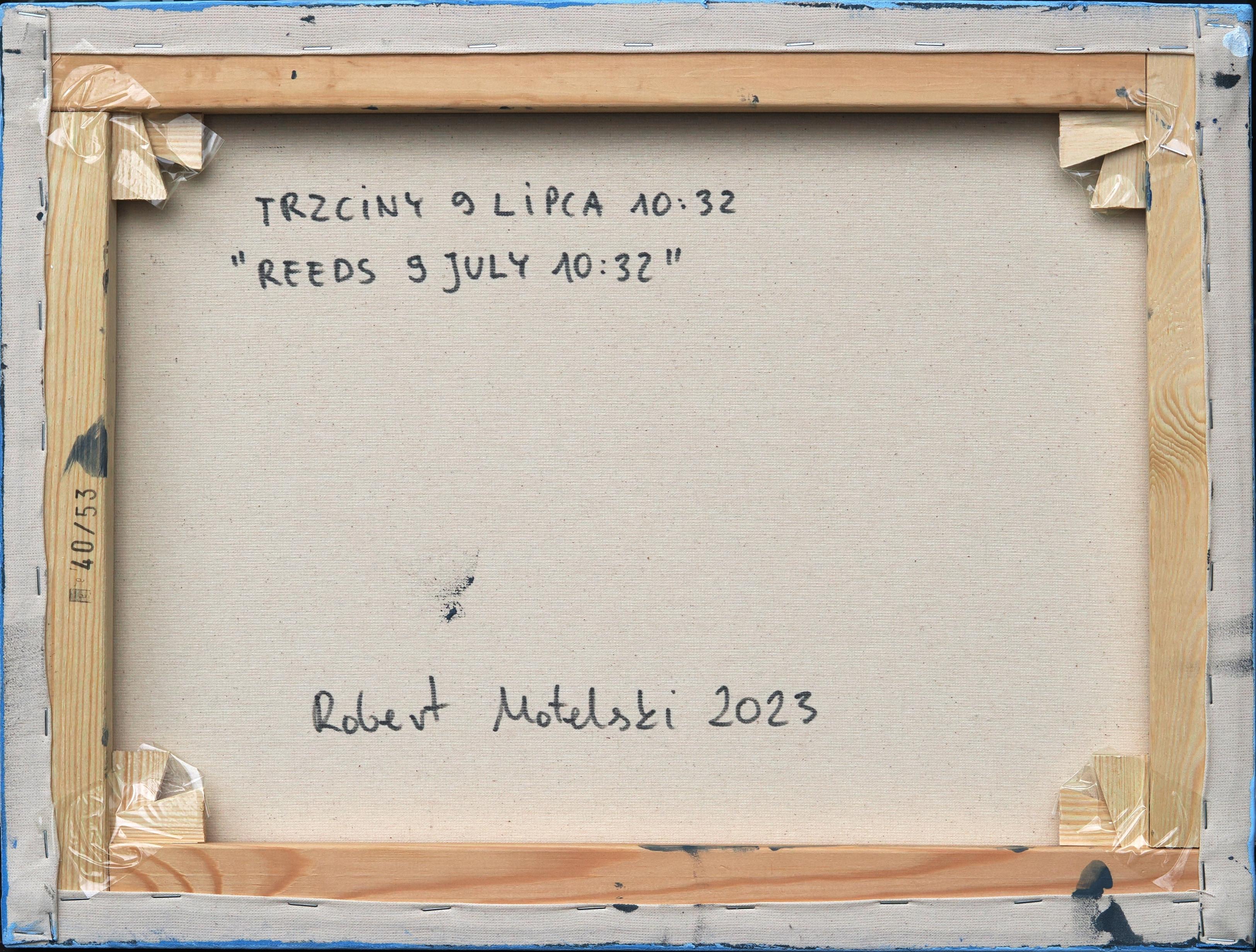 Reeds 9 July 10:32 - Expressionistic, Natur Plant, Lake View Painting For Sale 5