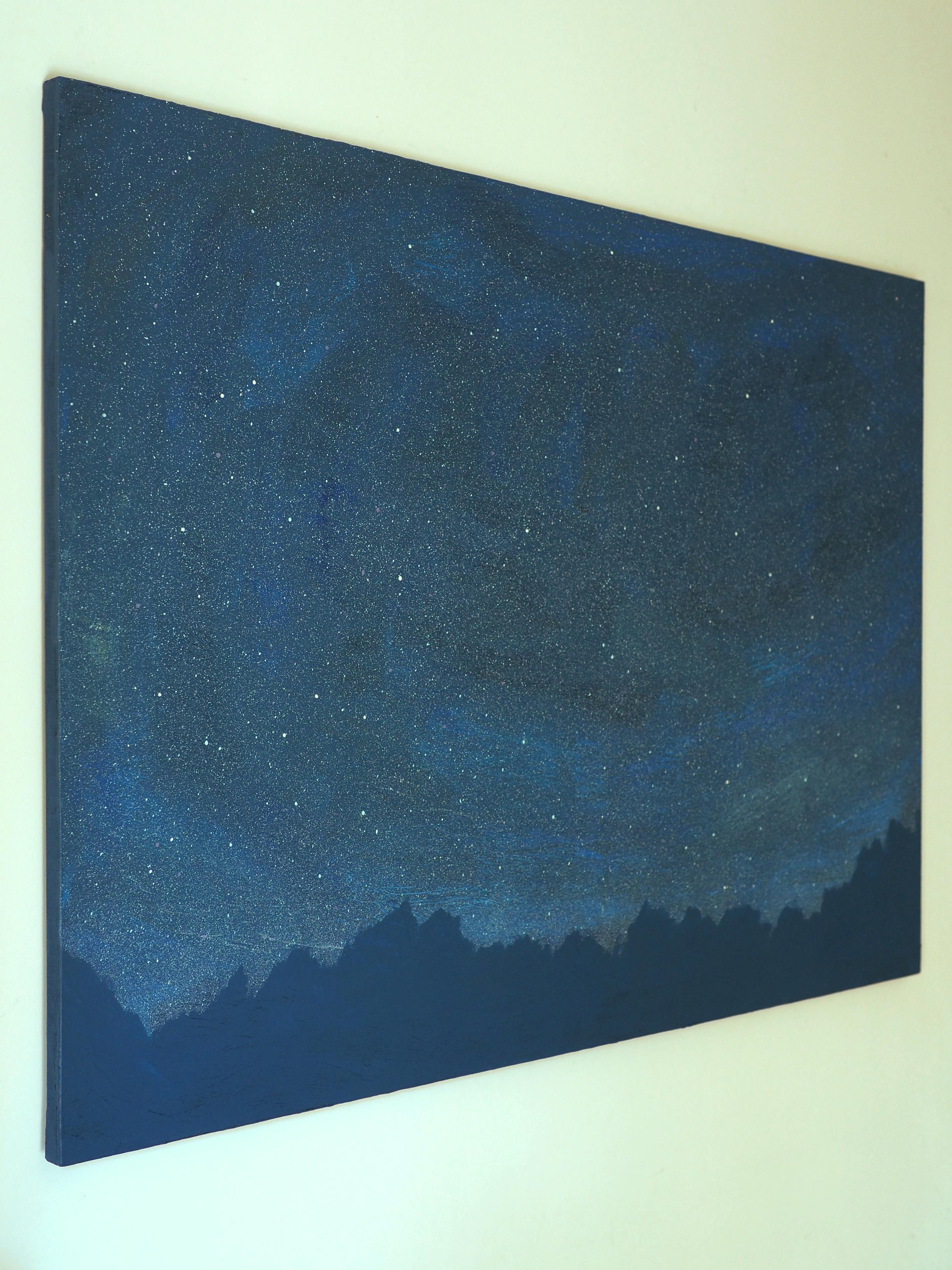 Sterne 14 Juni 02:11 - Moderne Nachthimmel Landschaftsmalerei, Minimalistische Kunst (Zeitgenössisch), Painting, von Robert Motelski