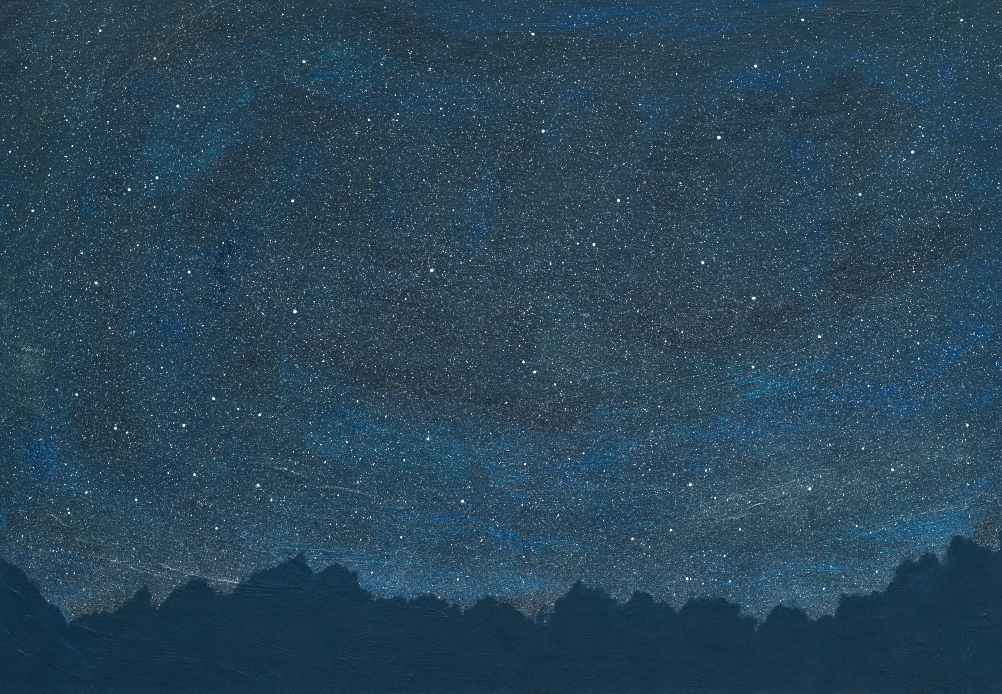 Sterne 14 Juni 02:11 - Moderne Nachthimmel Landschaftsmalerei, Minimalistische Kunst