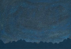 Stars 14 June 02:11 - Modern Night Sky Landscape Painting, Minimalist Art