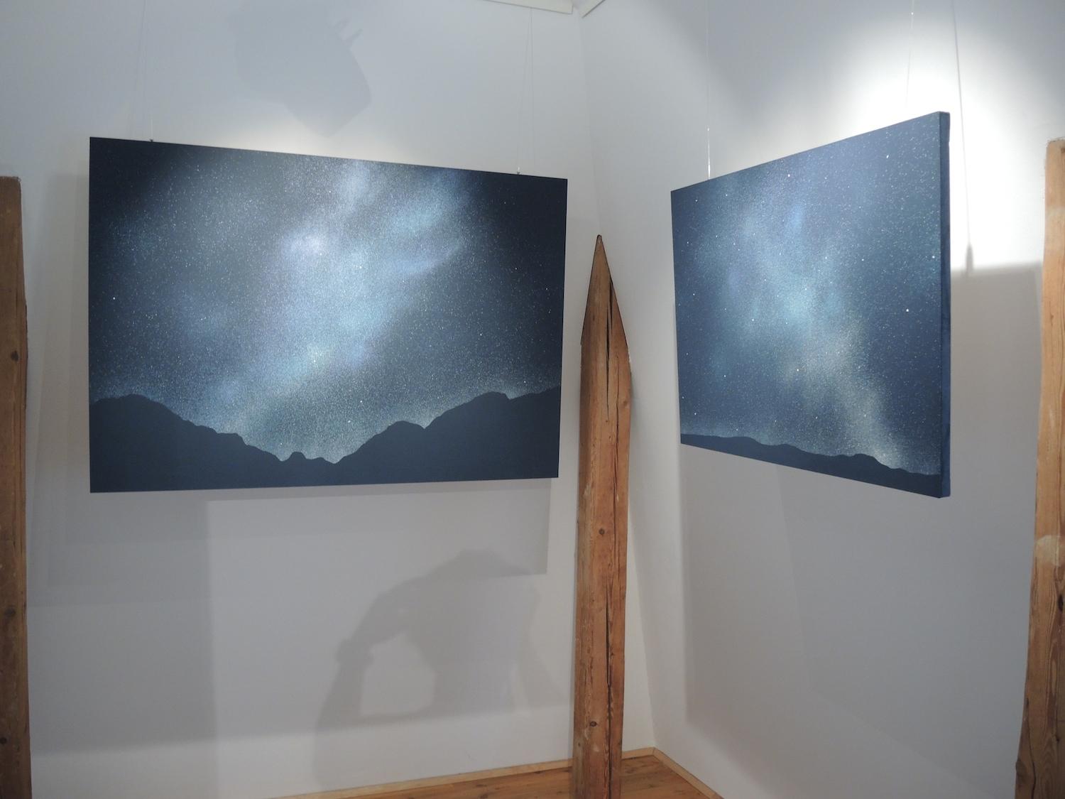 Estrellas 18 Septiembre 22:48, Pintura Paisaje Cielo Nocturno Moderno, Arte Minimalista - Painting de Robert Motelski