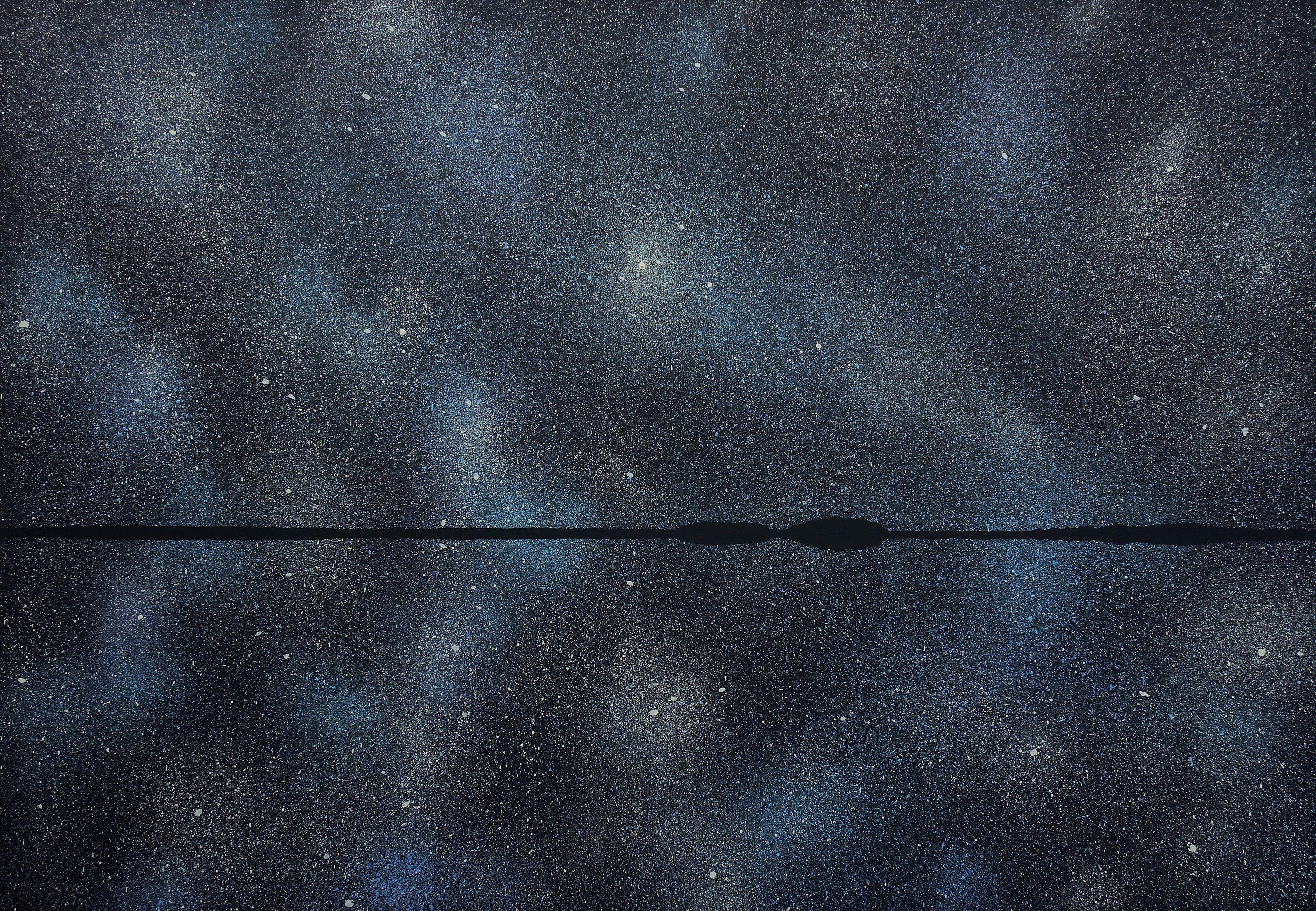 Stars 21 August 23:36, Modern Night Sky Landscape Painting, Minimalist Art 